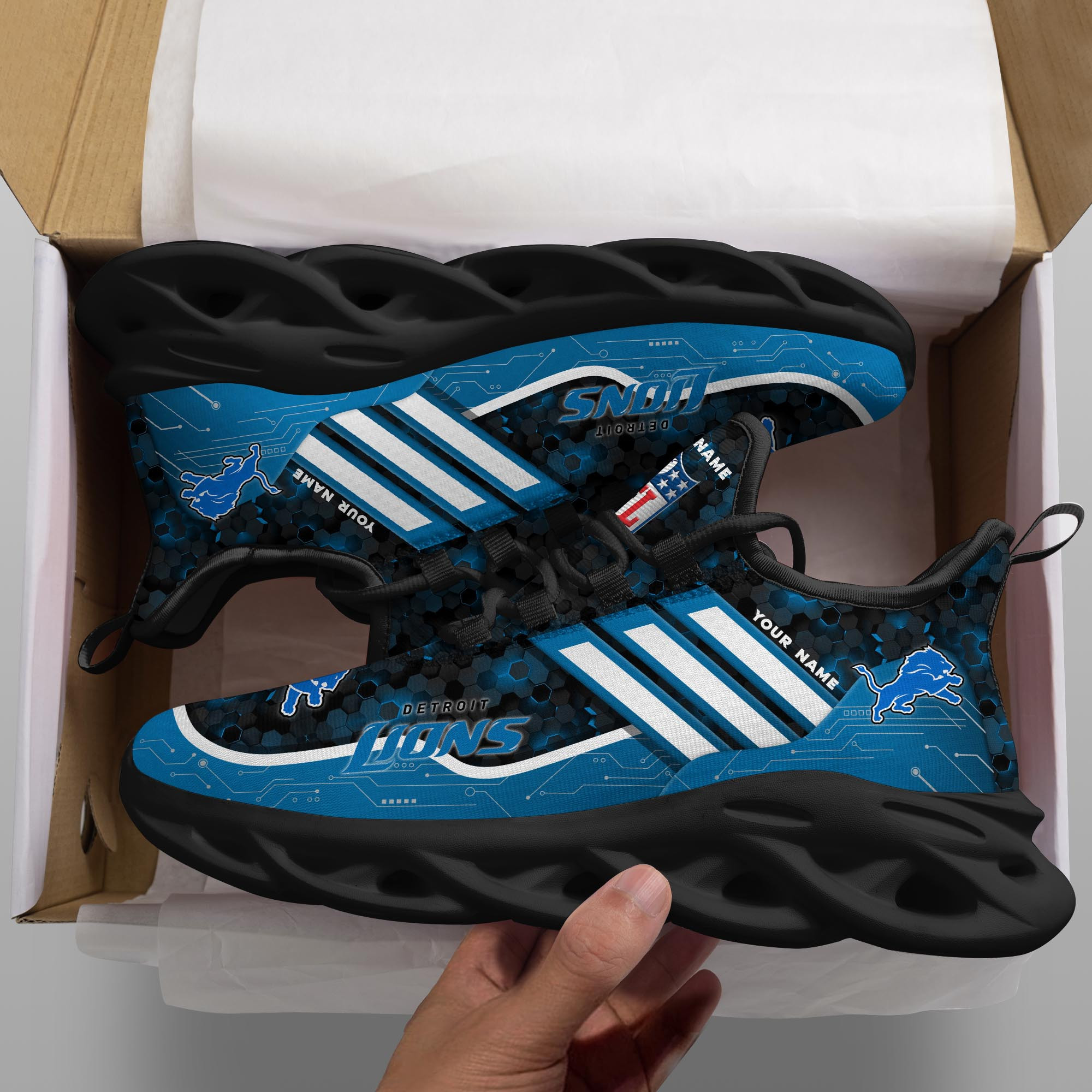 JWFancy Detroit Lions NFL Max Soul Shoes Sneakers For Men And Women