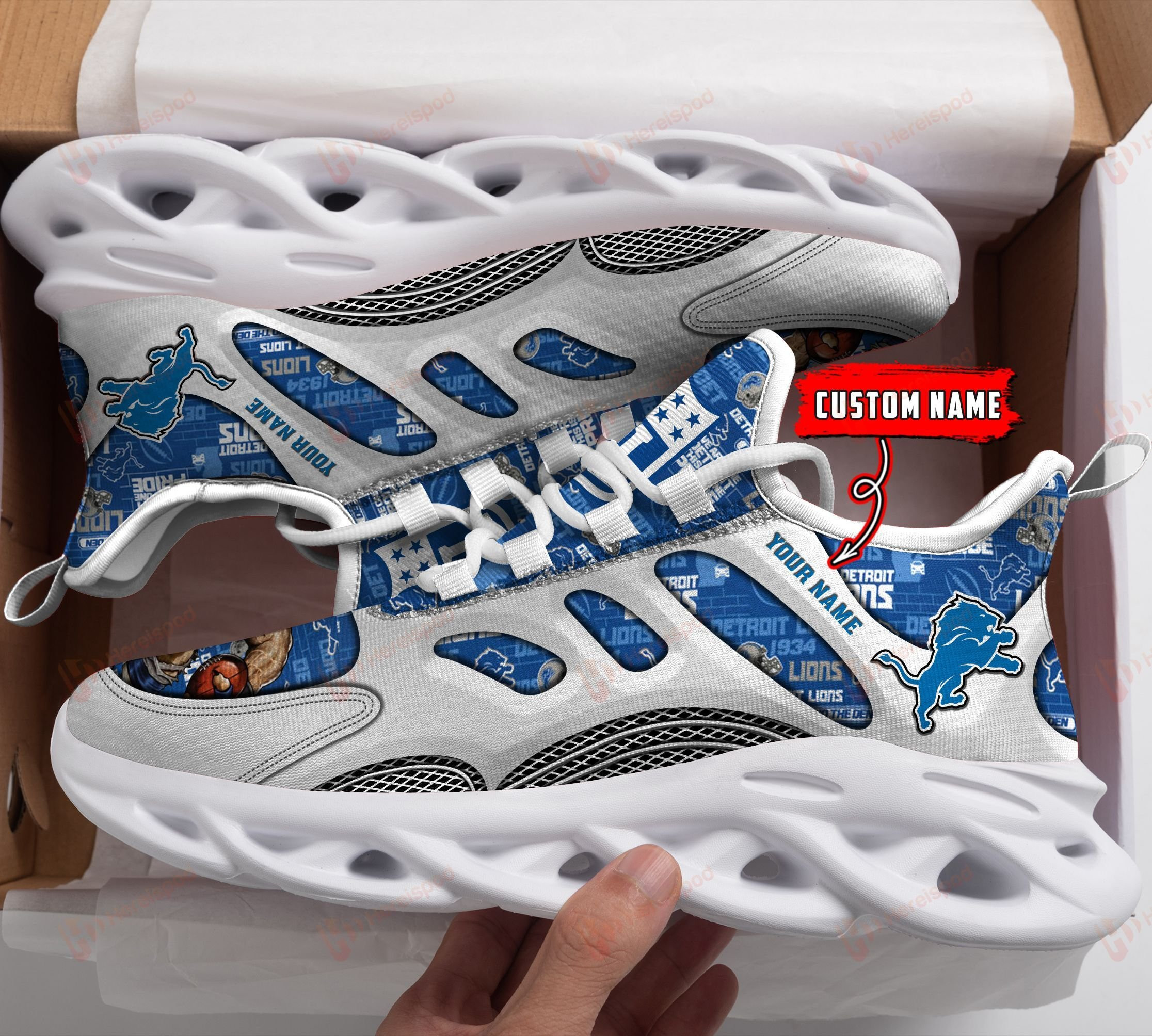 JWFancy Detroit Lions NFL Max Soul Shoes Sneakers For Men And Women