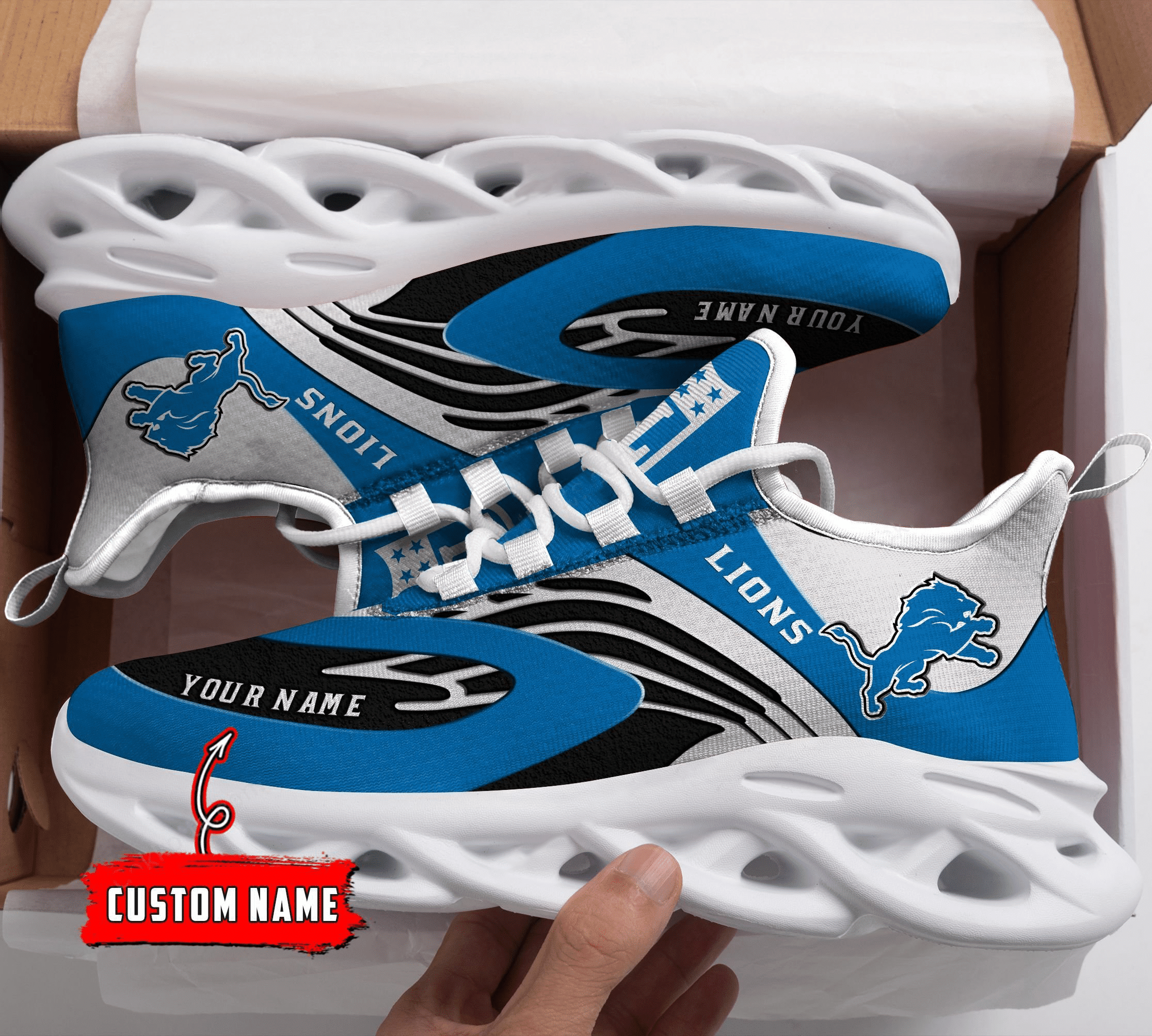 JWFancy Detroit Lions NFL Max Soul Shoes Sneakers For Men And Women