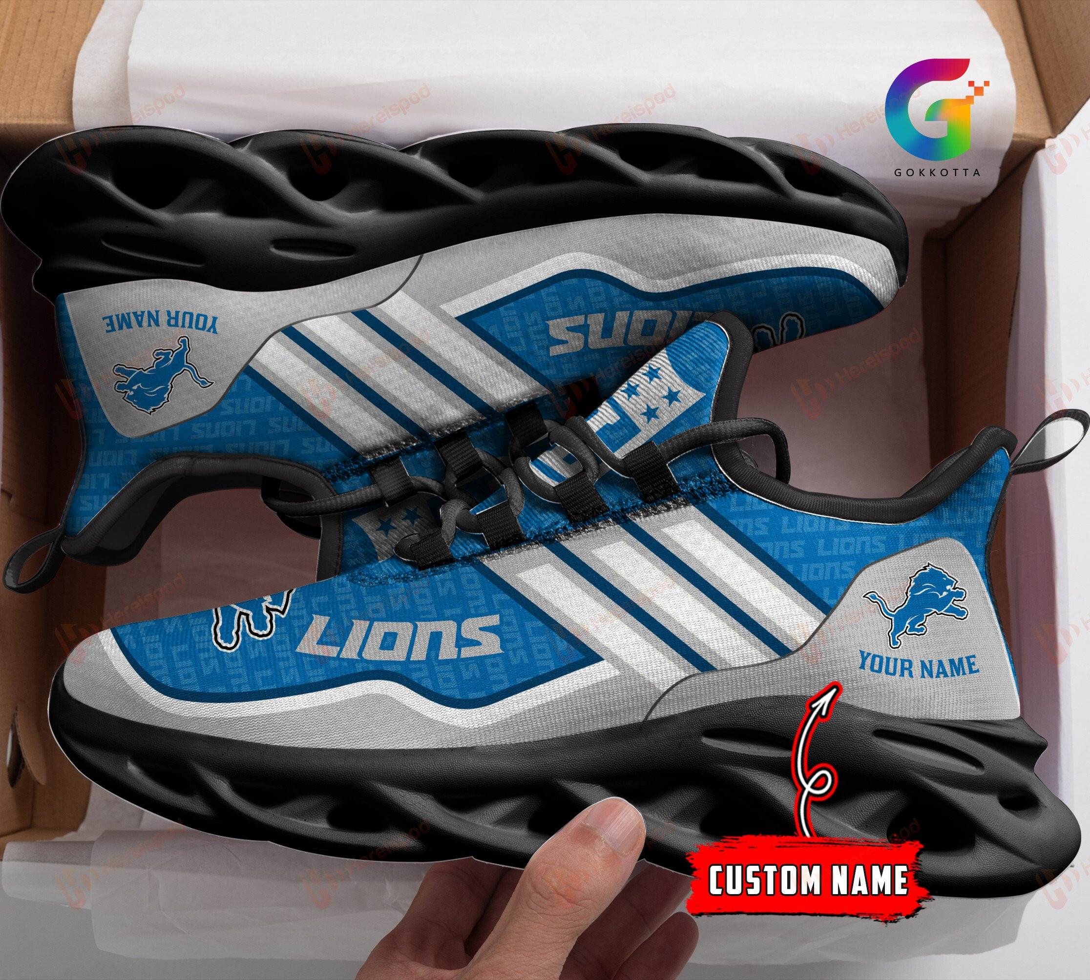JWFancy Detroit Lions NFL Max Soul Shoes Sneakers For Men And Women