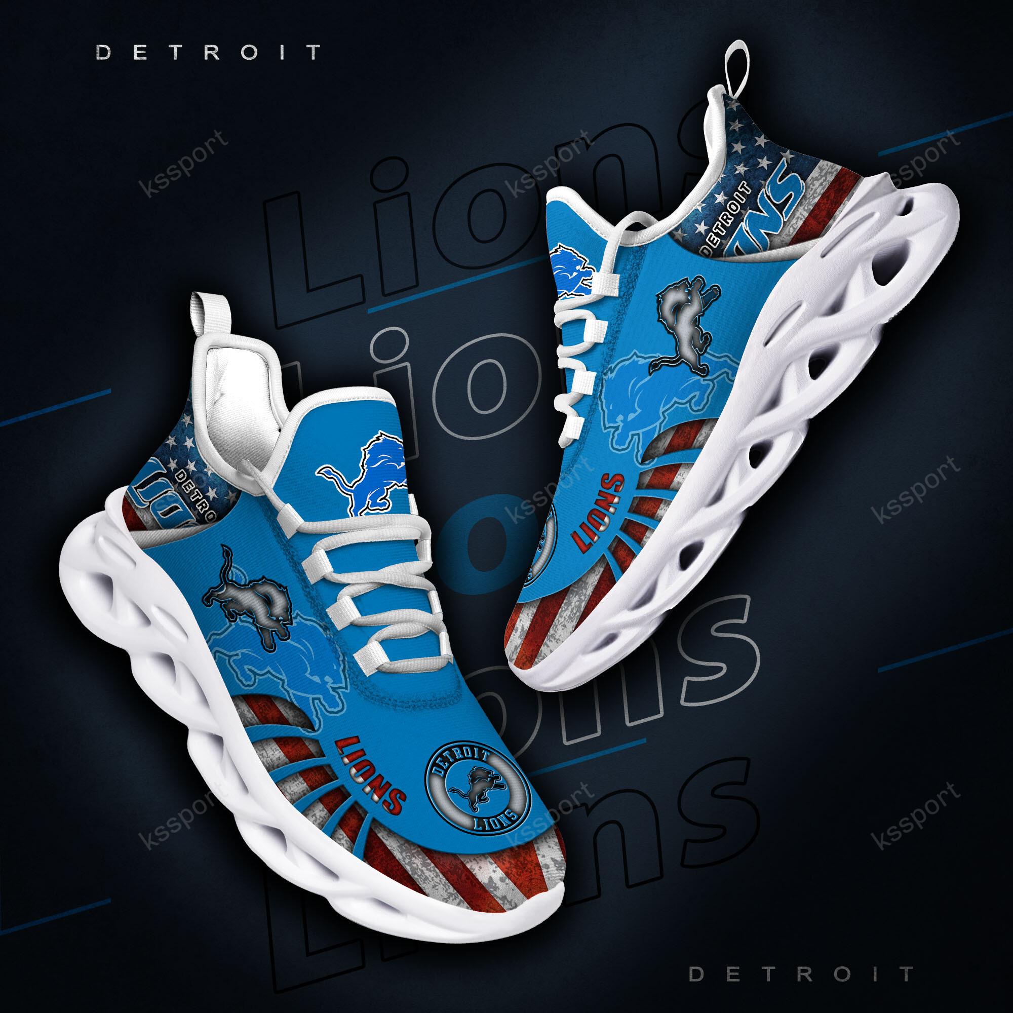 JWFancy Detroit Lions NFL Max Soul Shoes Sneakers For Men And Women