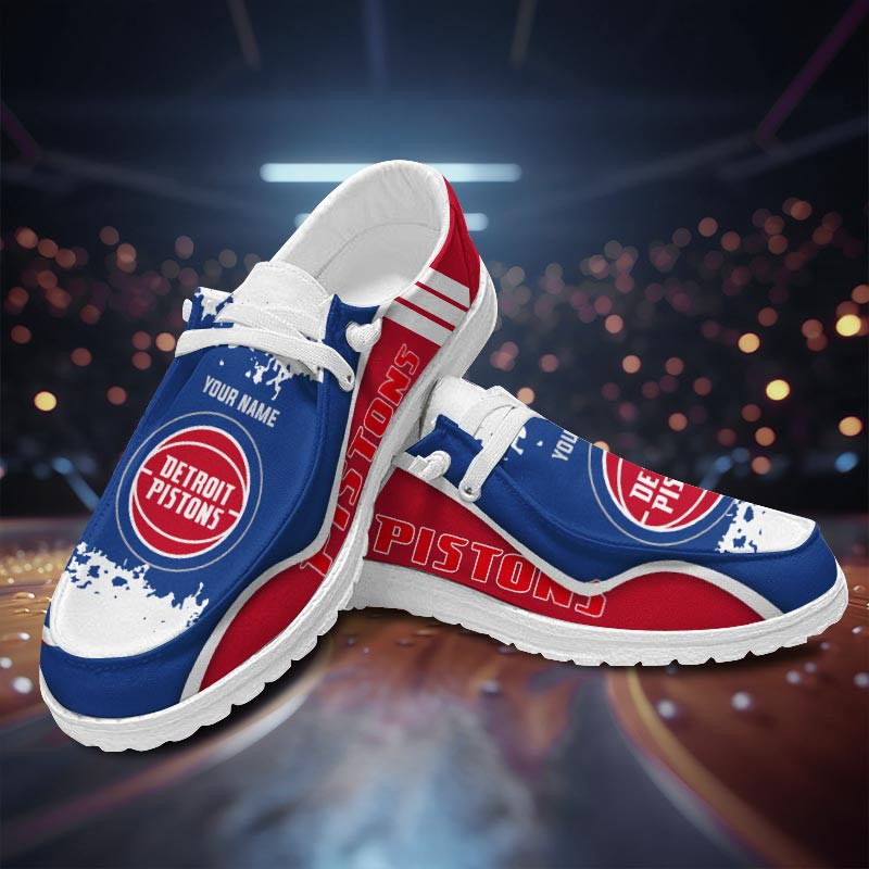 JWFancy Detroit Pistonss Hey Dude Shoes Wally Men's Lace Up Loafers Comfortable For Men And Women