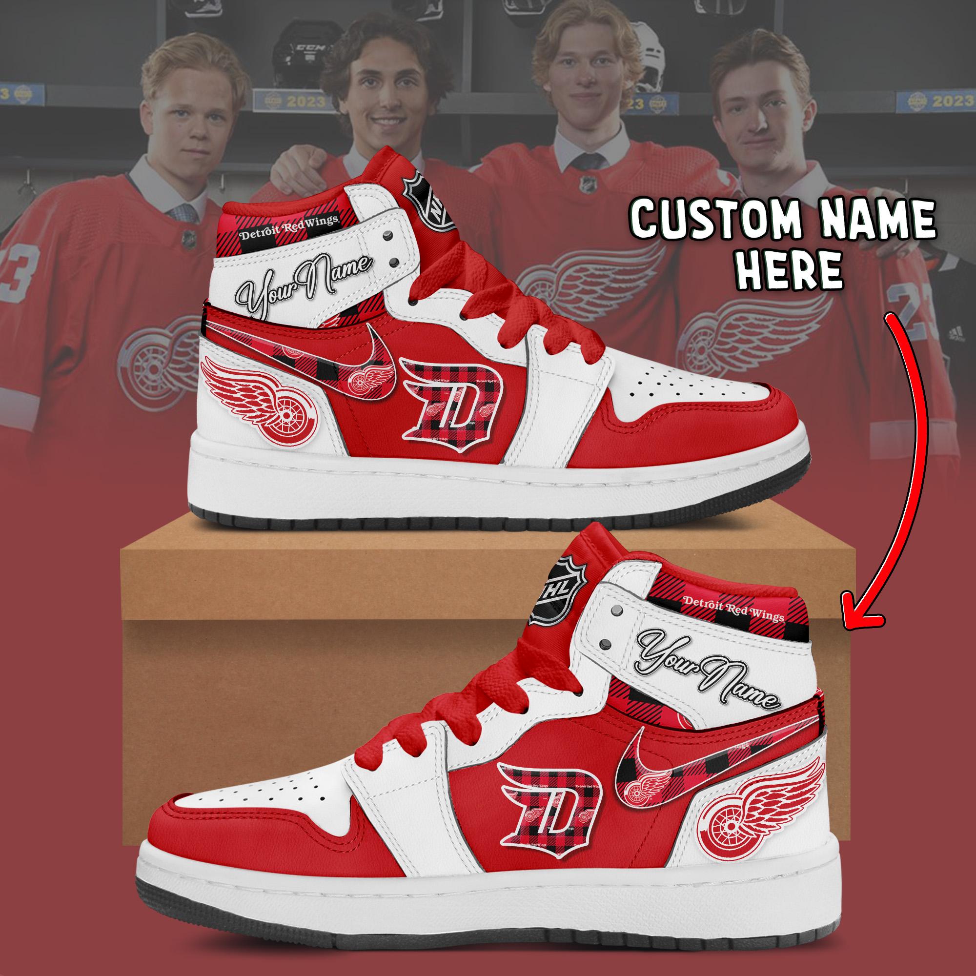 JWFancy Detroit Red Wings AJ1 High Sneakers Shoes For Men And Women