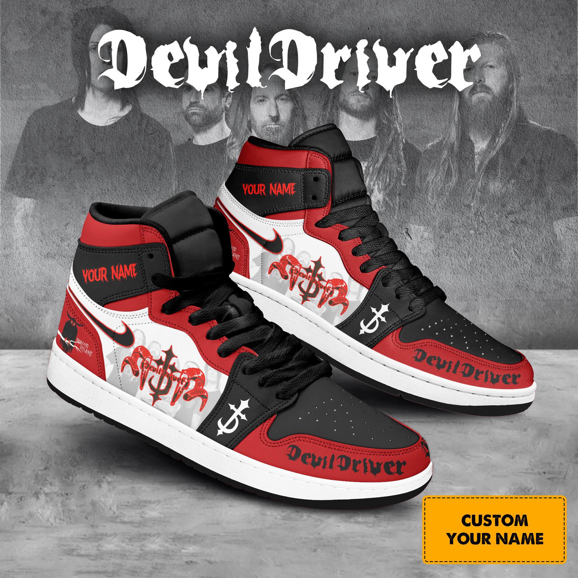 JWFancy DevilDriver AJ1 High Sneakers Shoes For Men And Women