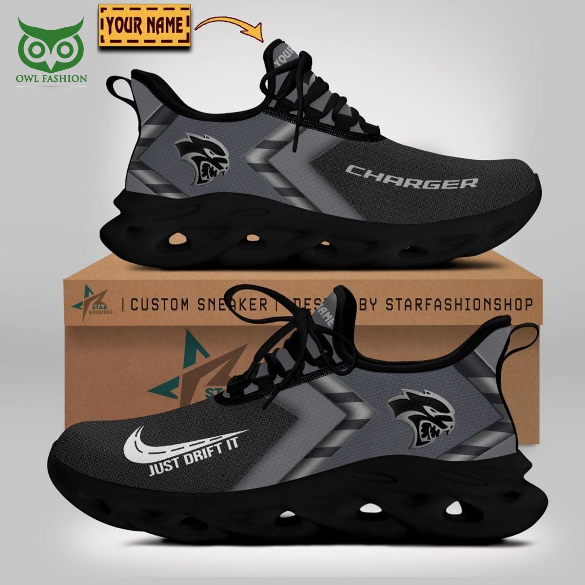 JWFancy Dodge Charger Famous Motor Brand Max Soul Shoes Sneakers For Men And Women