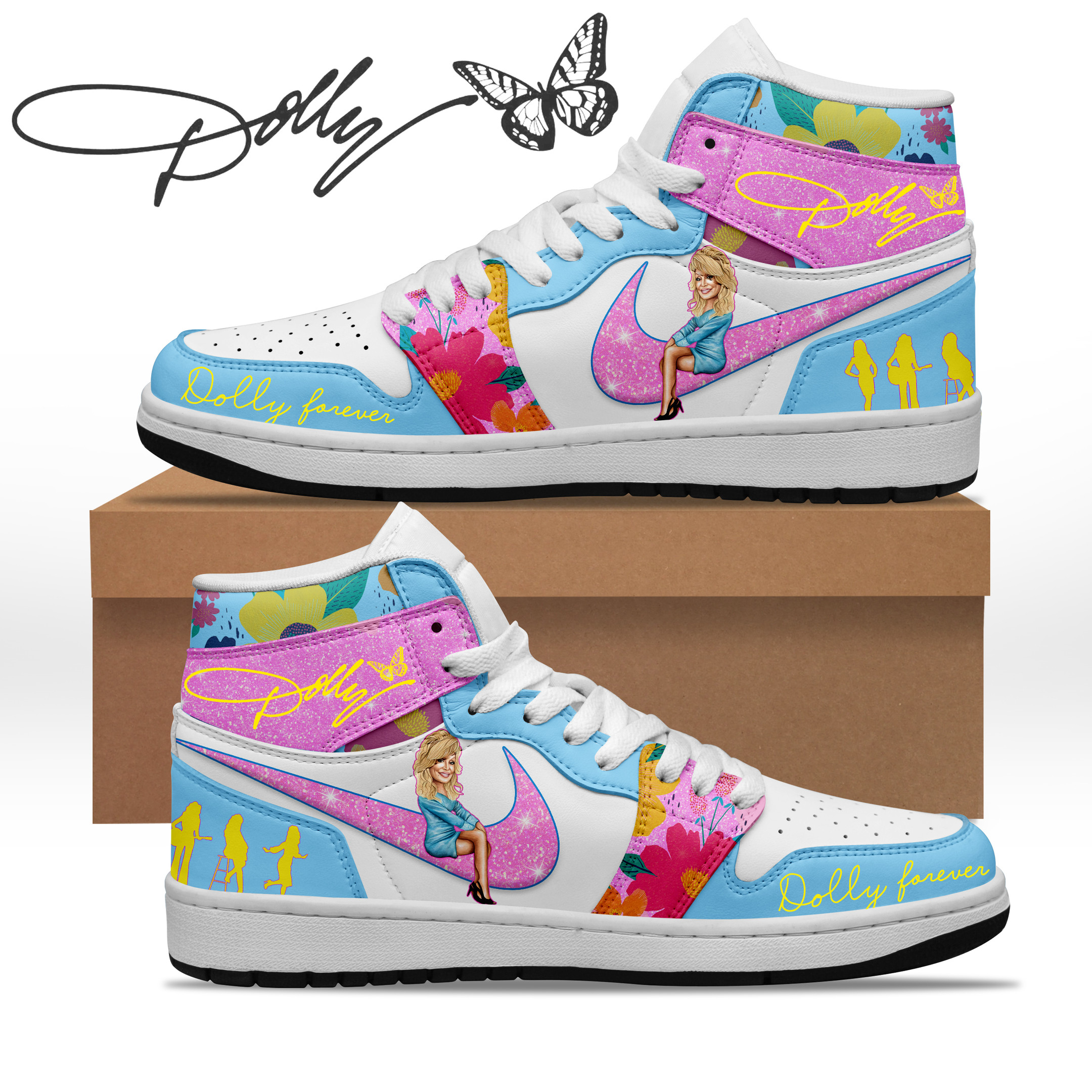 JWFancy Dolly Parton AJ1 High Sneakers Shoes For Men And Women