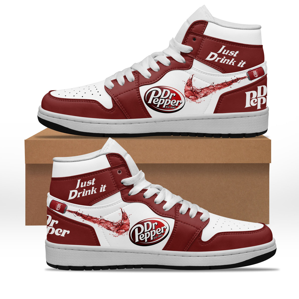 JWFancy Dr Pepper AJ1 High Sneakers Shoes For Men And Women