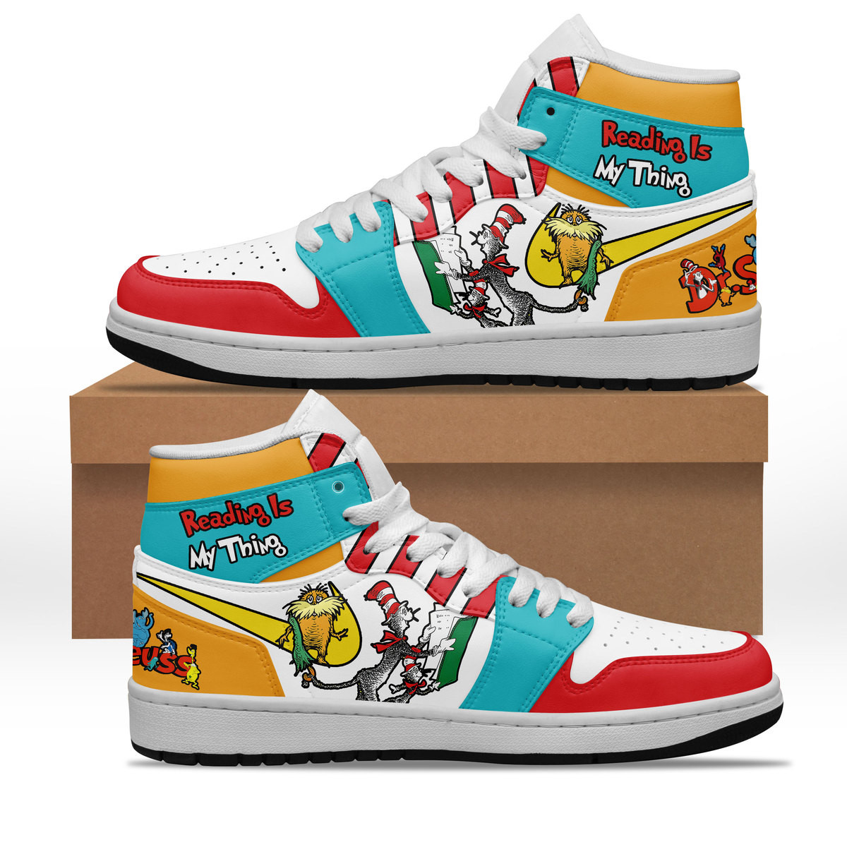 JWFancy Dr. Seuss AJ1 High Sneakers Shoes For Men And Women