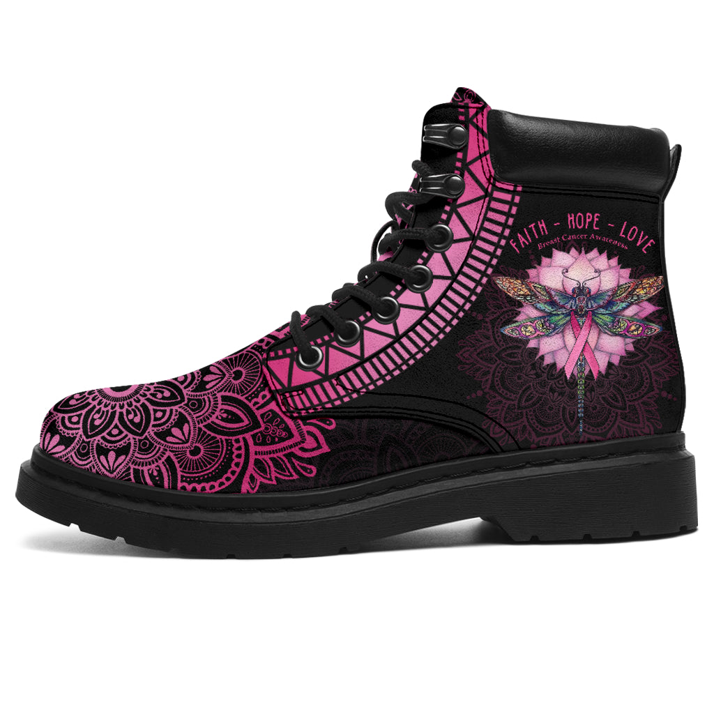 JWFancy Dragonfly Faith Hope Love Breast Cancer Awareness Boots Shoes For Men And Women