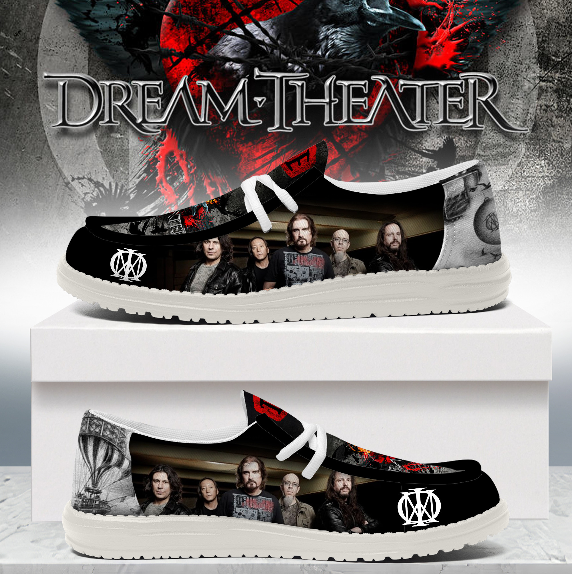 JWFancy Dream Theater Hey Dude Shoes Wally Men's Lace Up Loafers Comfortable For Men And Women