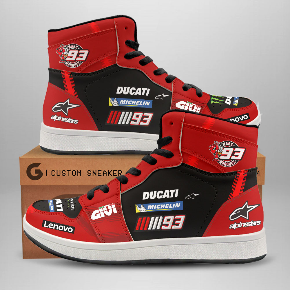 JWFancy Ducati Lenovo Team x Marc Marquez AJ1 High Sneakers Shoes For Men And Women