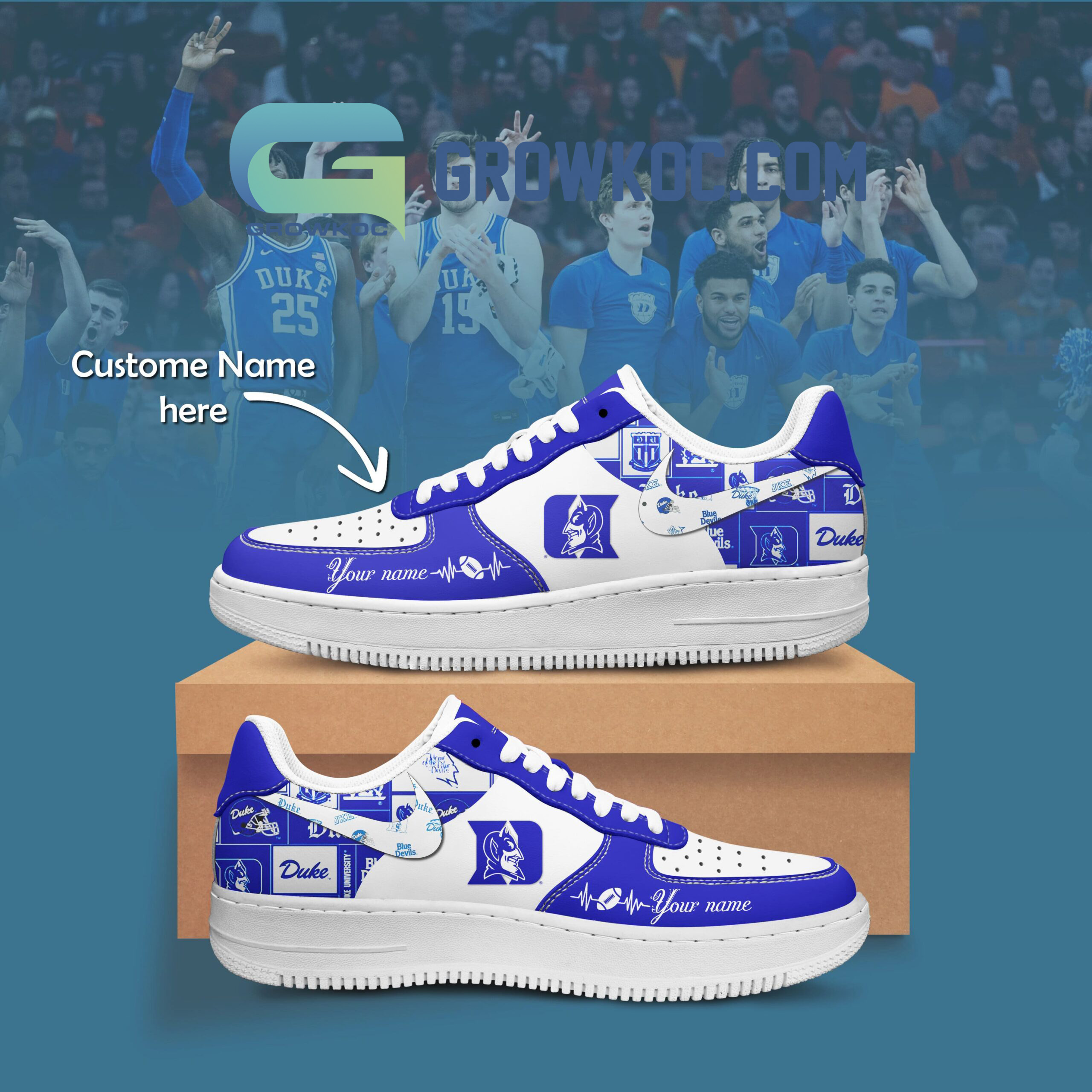JWFancy Duke Blue Devils Air Low-Top Sneakers Shoes For Men And Women