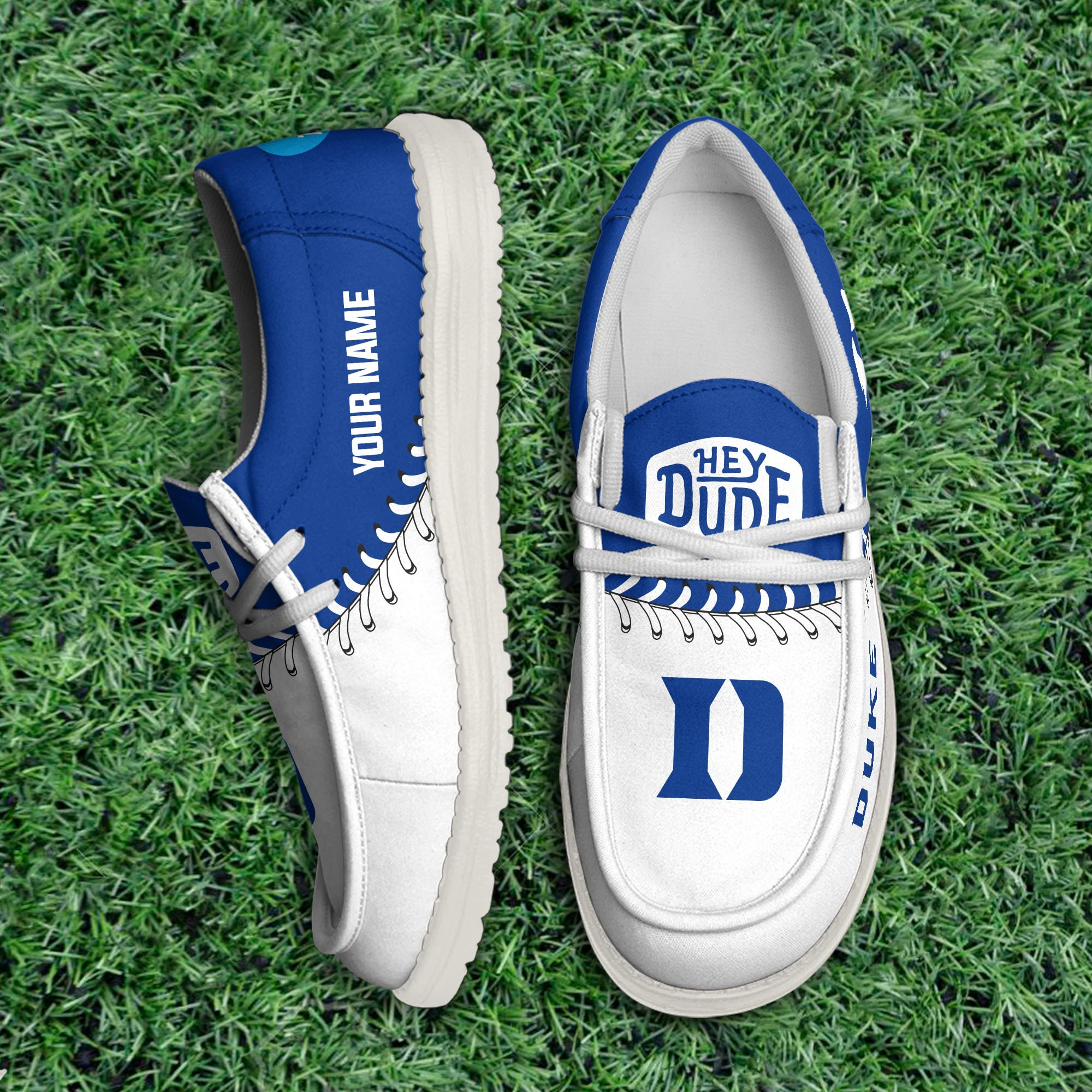 JWFancy Duke Blue Devils Hey Dude Shoes Wally Men's Lace Up Loafers Comfortable For Men And Women