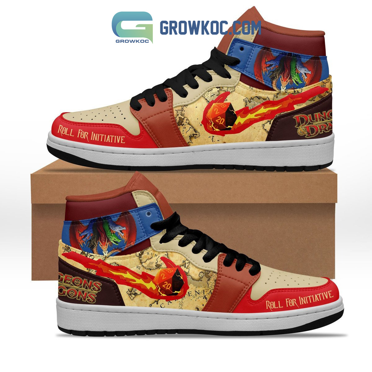 JWFancy Dungeons & Dragons Fan Love AJ1 High Sneakers Shoes For Men And Women