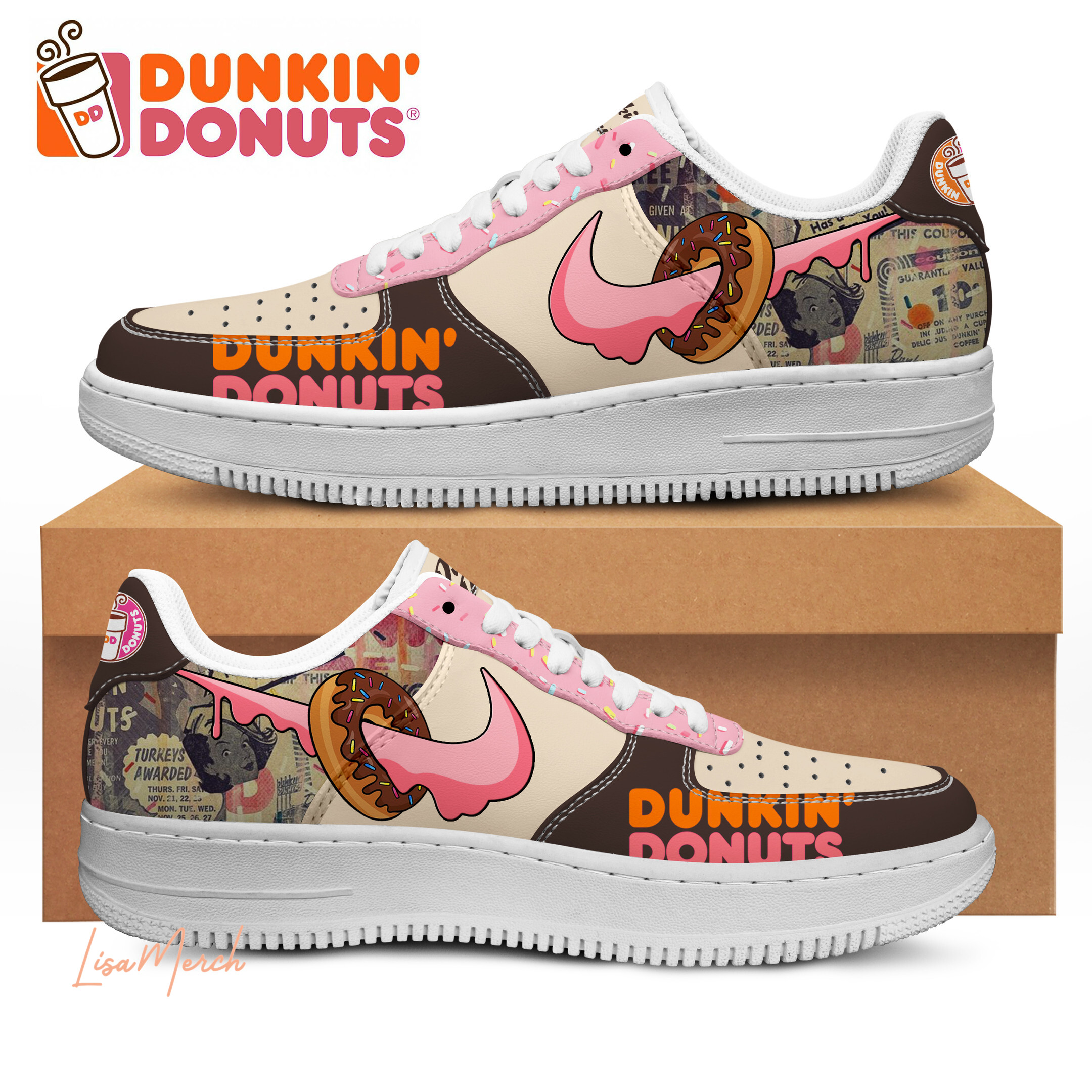 JWFancy Dunkin Donuts Air Low-Top Sneakers Shoes For Men And Women