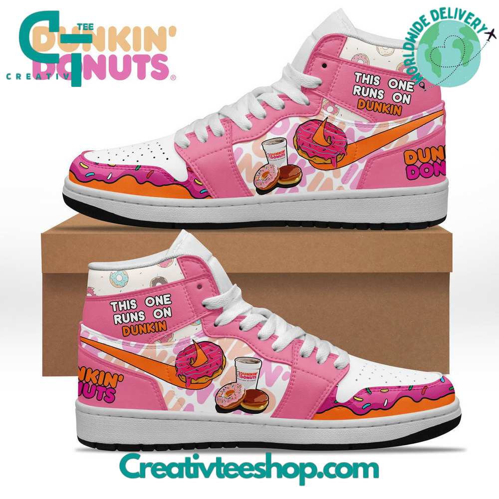 JWFancy Dunkin Donuts AJ1 High Sneakers Shoes For Men And Women