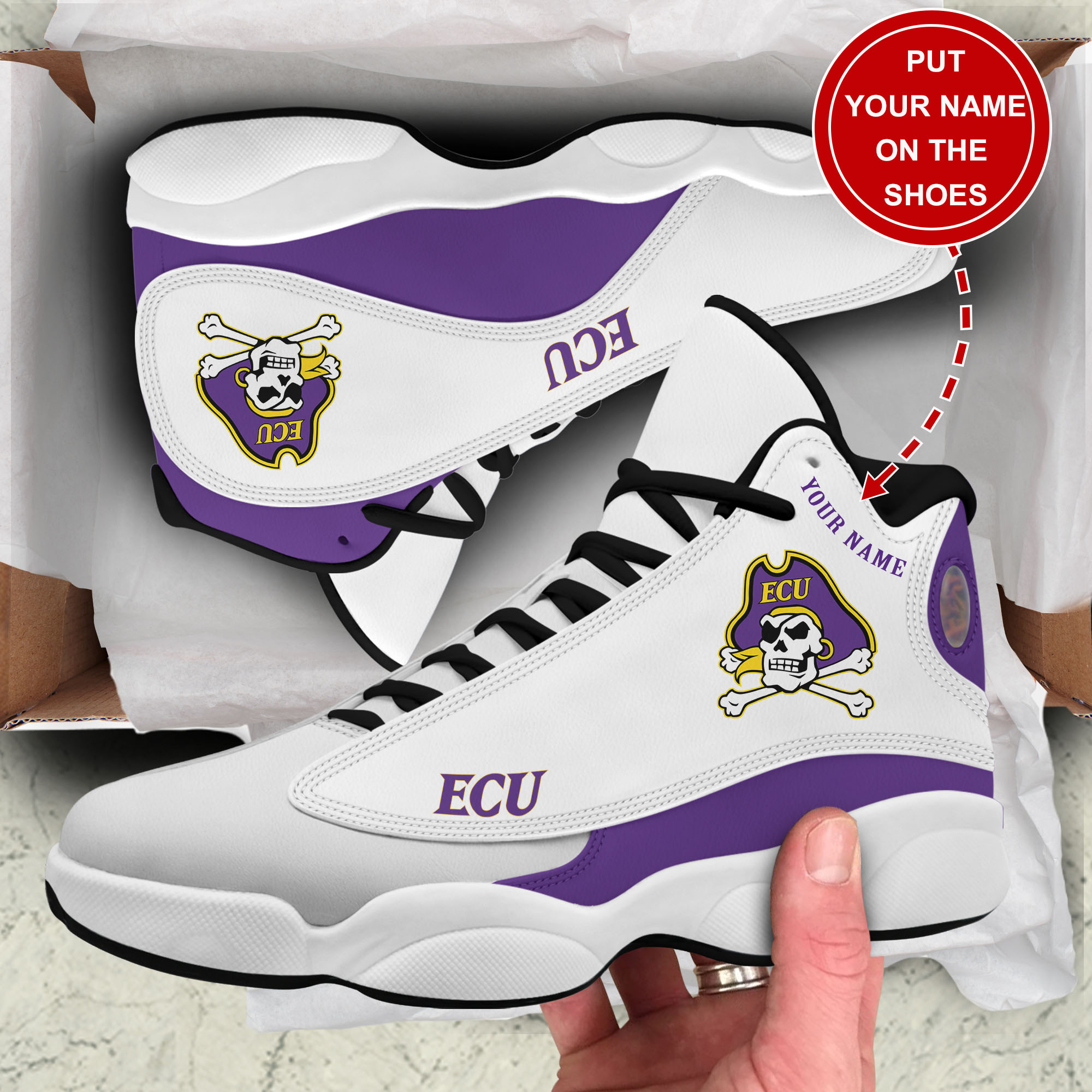 JWFancy East Carolina Pirates AJ13 Sneakers Shoes For Men And Women
