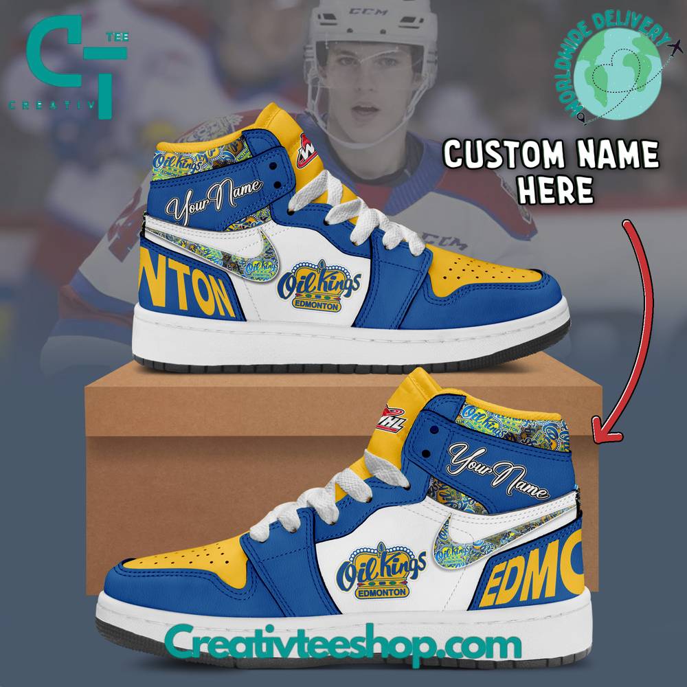 JWFancy Edmonton Oil Kings AJ1 High Sneakers Shoes For Men And Women