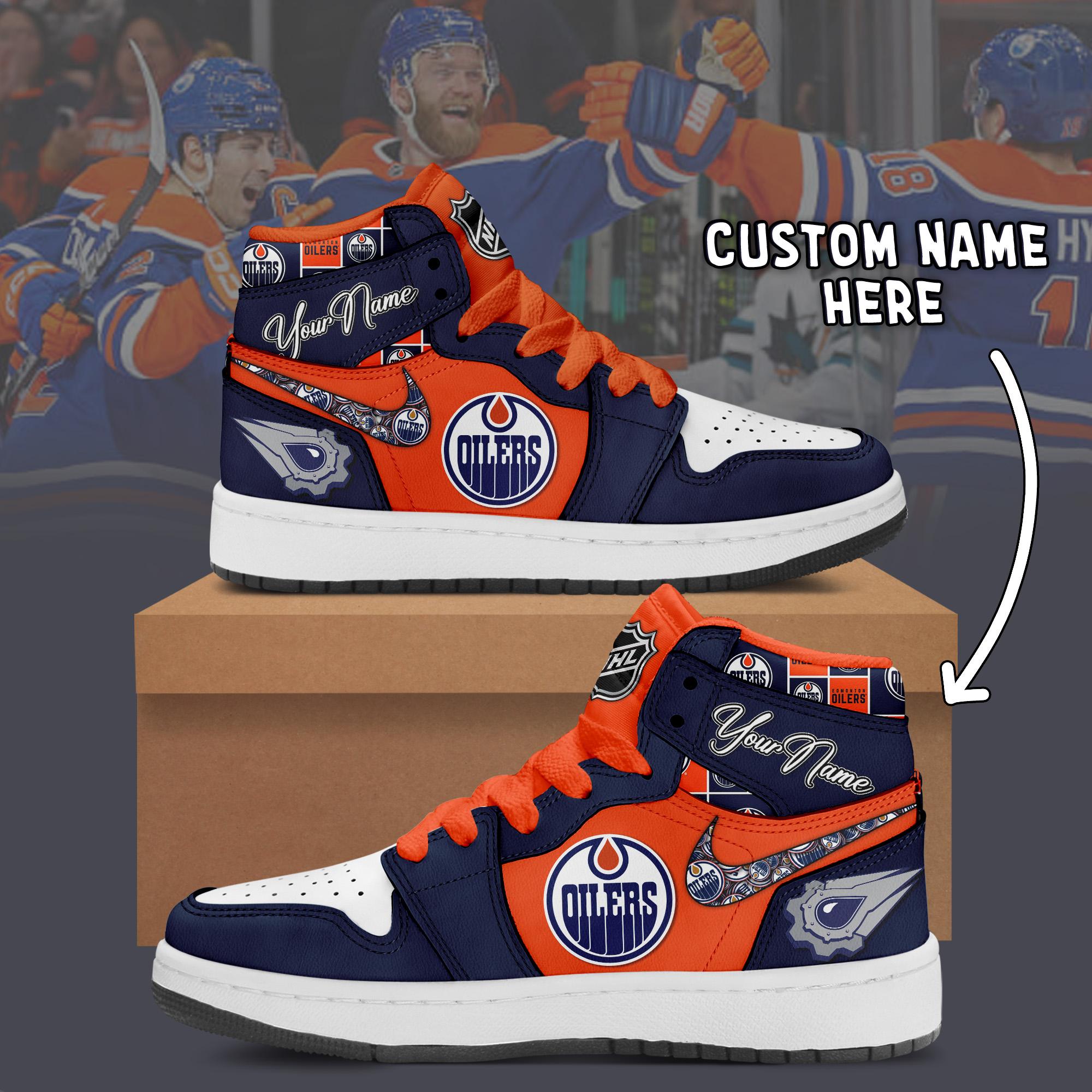 JWFancy Edmonton Oilers AJ1 High Sneakers Shoes For Men And Women
