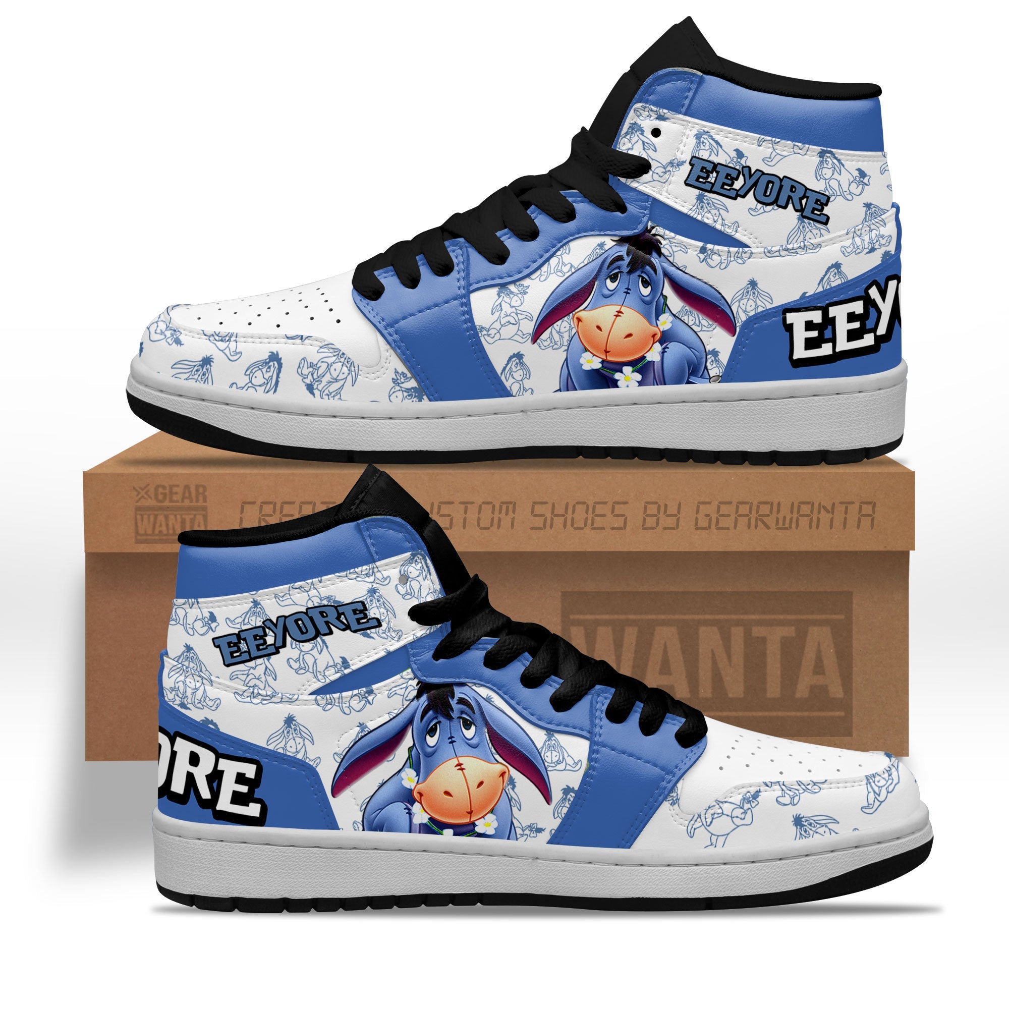 JWFancy Eeyore AJ1 High Sneakers Shoes For Men And Women