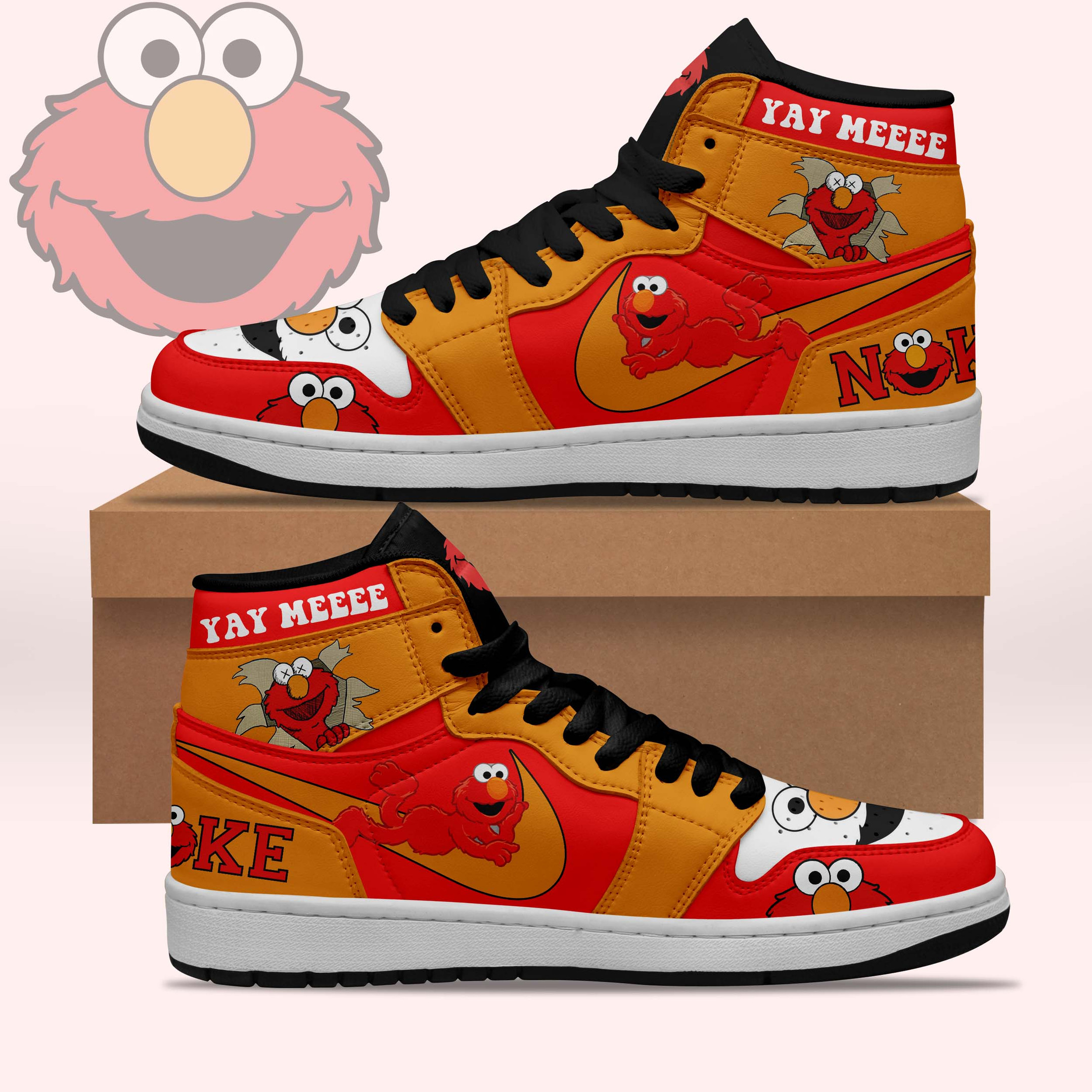 JWFancy Elmo Ernie AJ1 High Sneakers Shoes For Men And Women