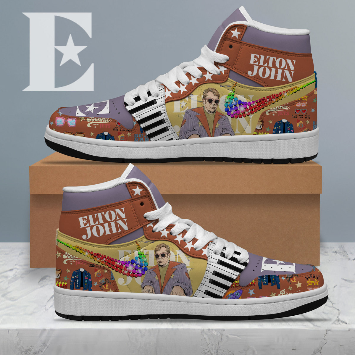 JWFancy Elton John AJ1 High Sneakers Shoes For Men And Women