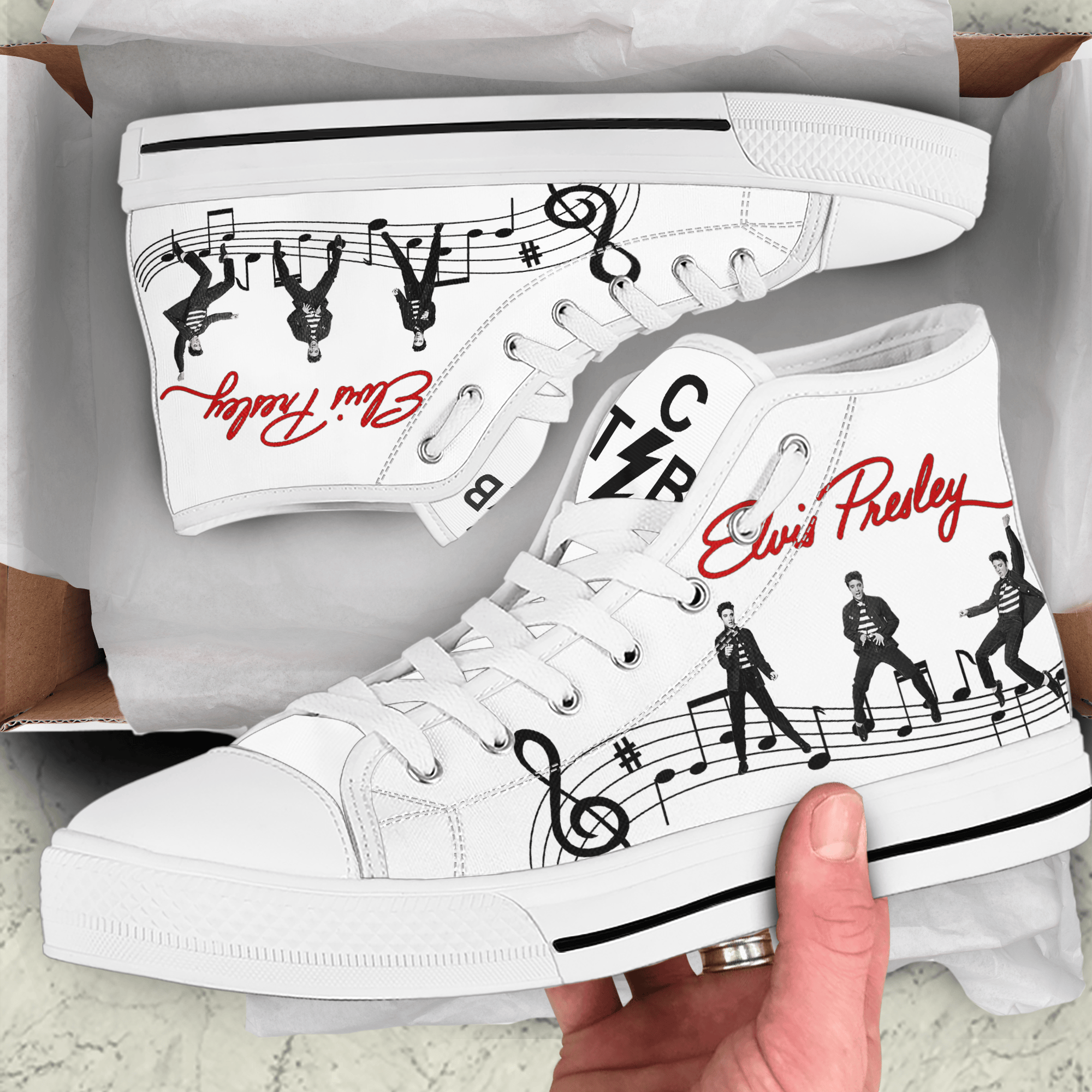 JWFancy Elvis Presley High Top Canvas Sneakers Shoes For Men And Women