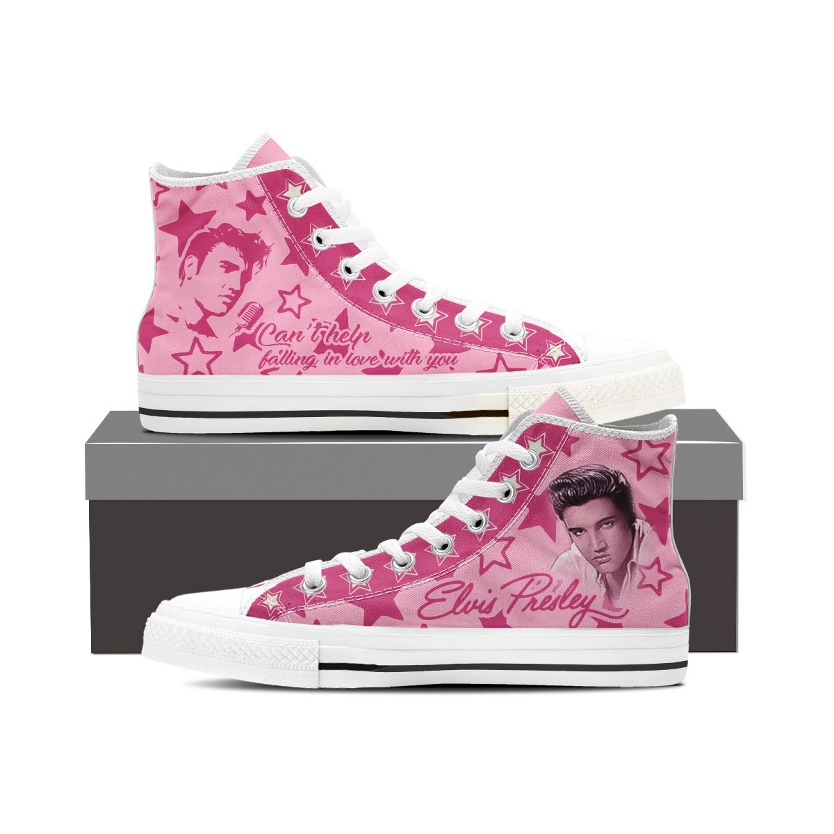 JWFancy Elvis Presley High Top Canvas Sneakers Shoes For Men And Women