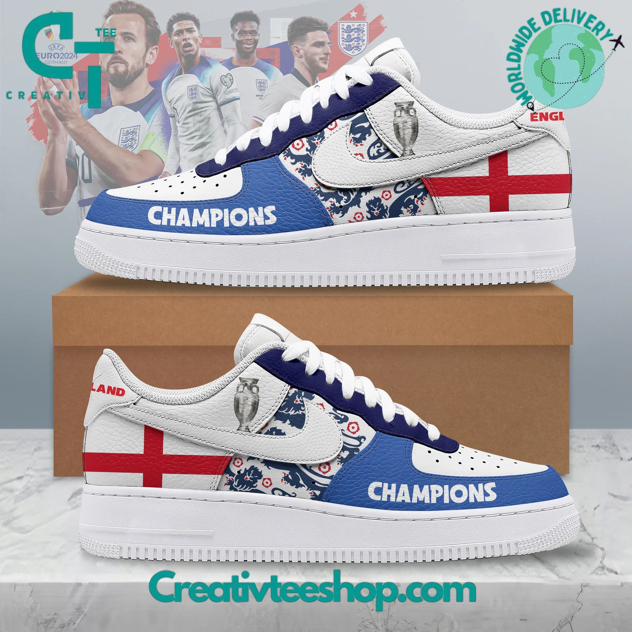 JWFancy England National Football Team Air Low-Top Sneakers Shoes For Men And Women