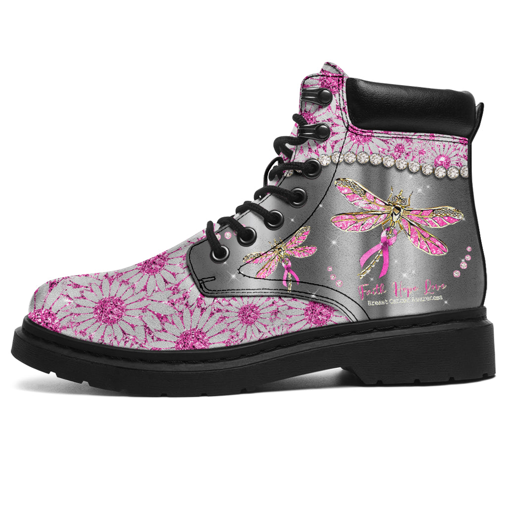 JWFancy Faith Hope Love Breast Cancer Awareness Boots Shoes For Men And Women