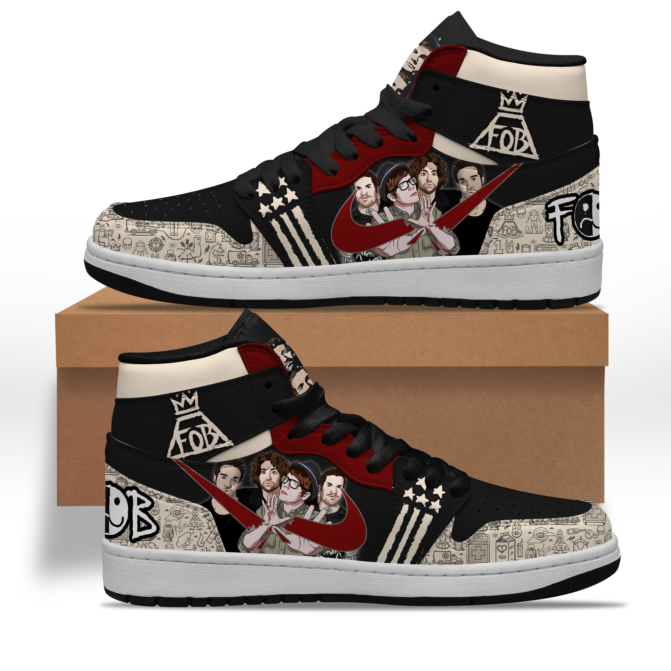 JWFancy Fall Out Boy AJ1 High Sneakers Shoes For Men And Women
