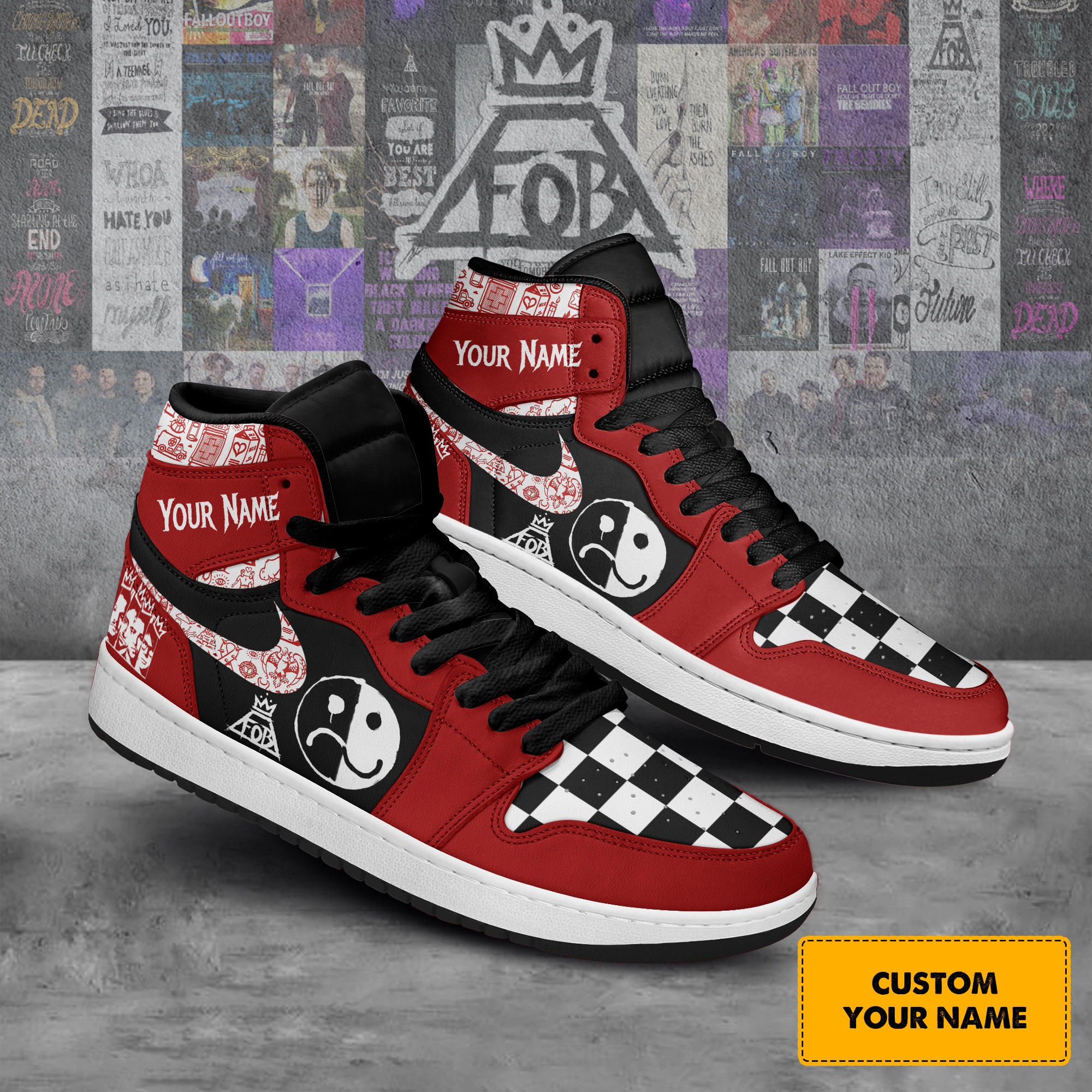 JWFancy Fall Out Boy AJ1 High Sneakers Shoes For Men And Women