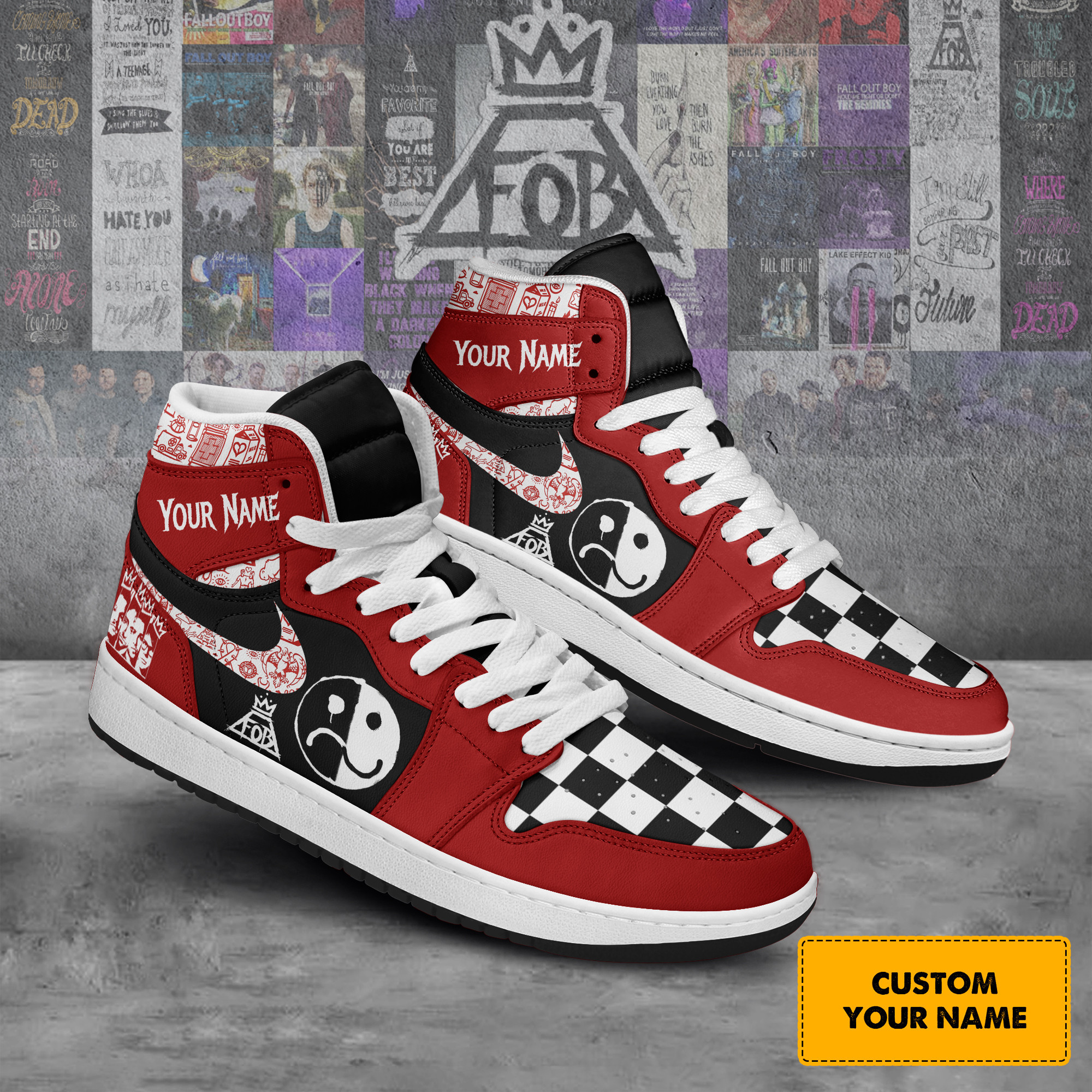 JWFancy Fall Out Boy AJ1 High Sneakers Shoes For Men And Women