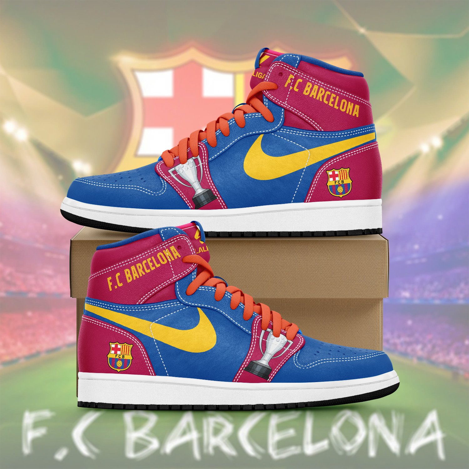 JWFancy FC Barcelona AJ1 High Sneakers Shoes For Men And Women