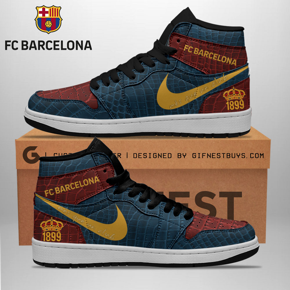 JWFancy FC Barcelona AJ1 High Sneakers Shoes For Men And Women