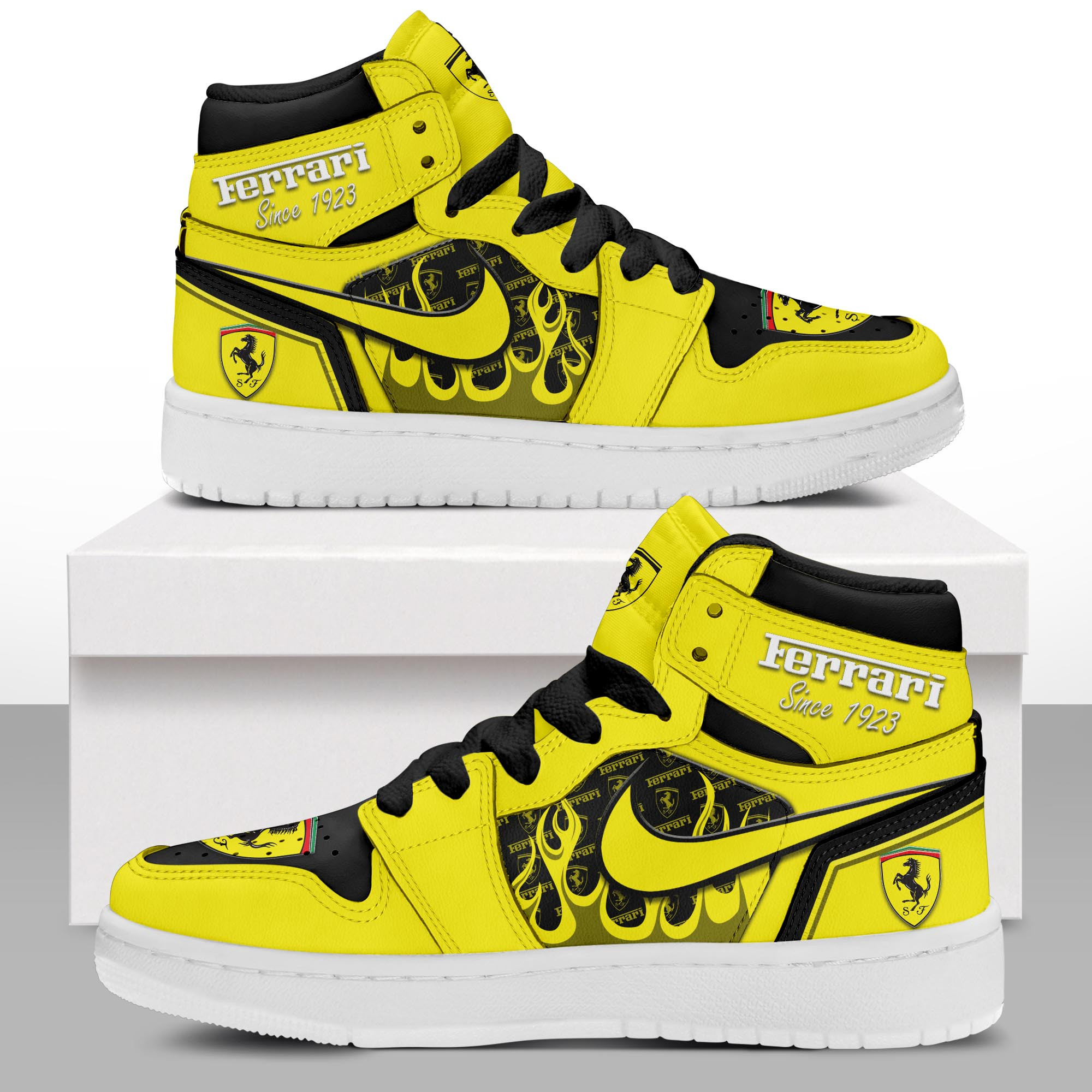 JWFancy Ferrari AJ1 High Sneakers Shoes For Men And Women