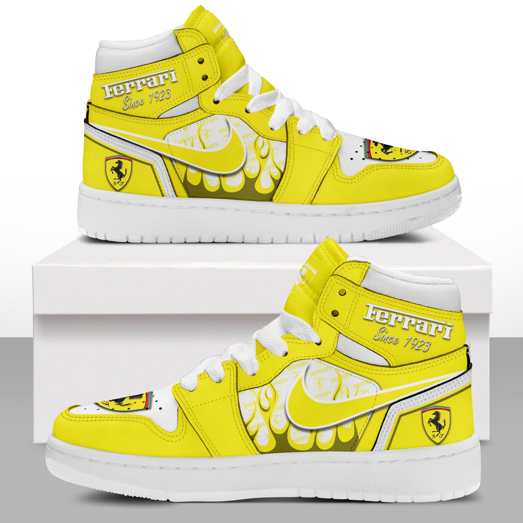 JWFancy Ferrari AJ1 High Sneakers Shoes For Men And Women