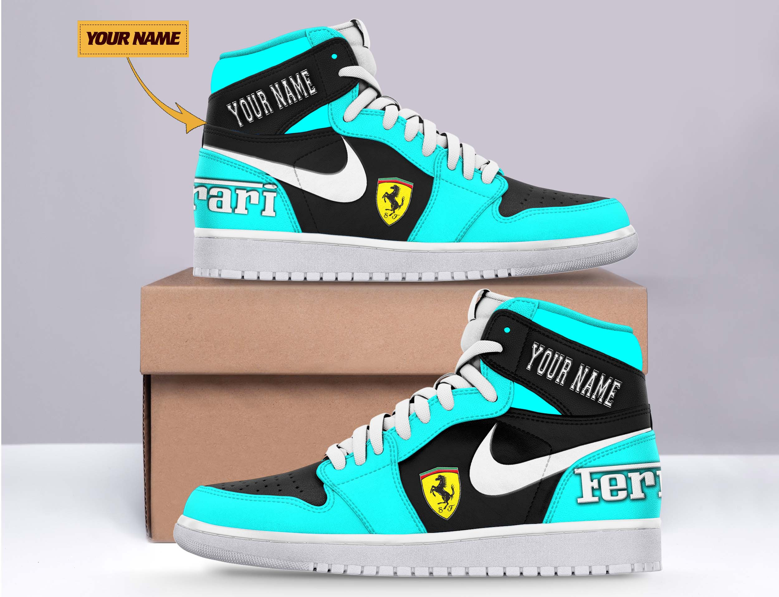 JWFancy Ferrari AJ1 High Sneakers Shoes For Men And Women
