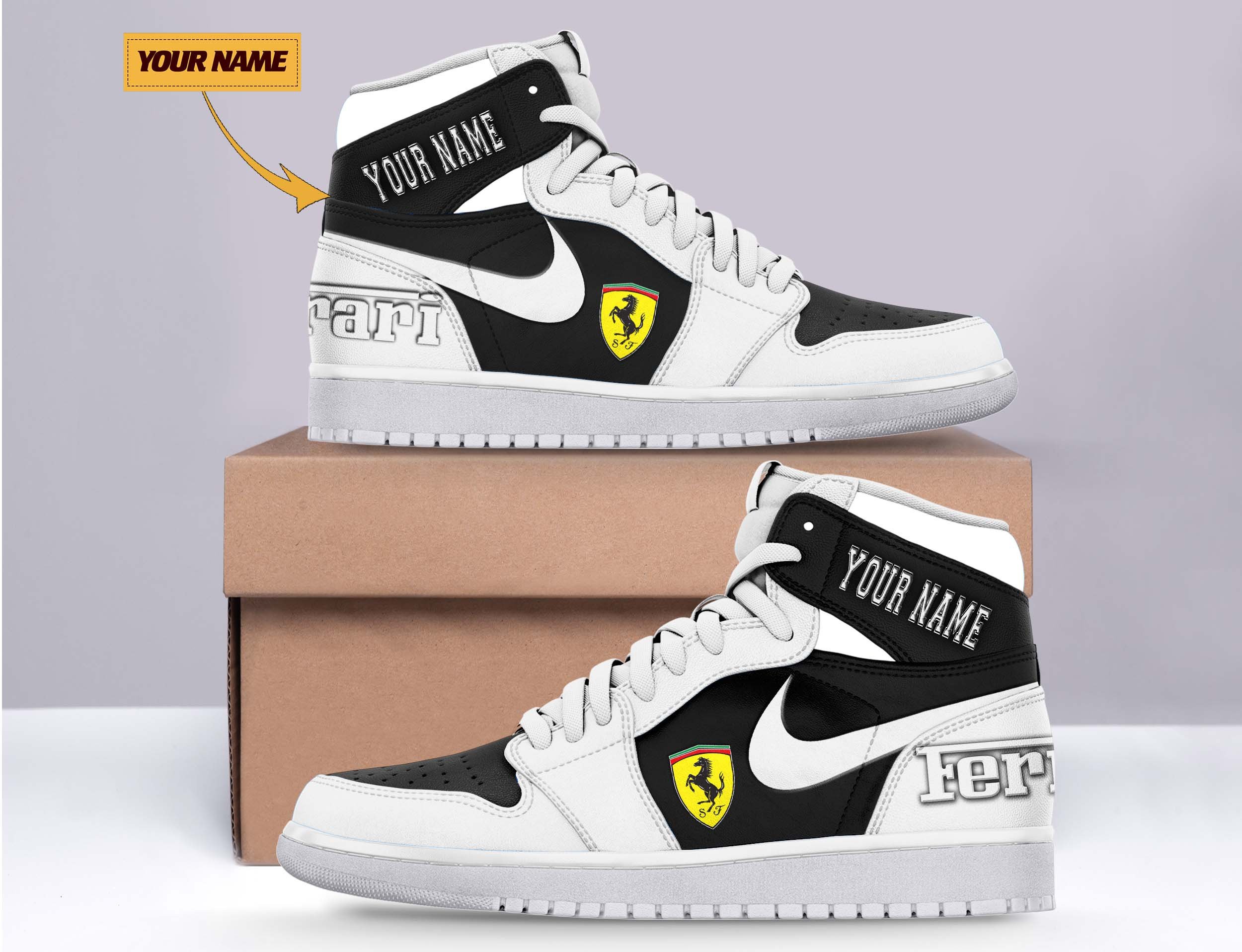 JWFancy Ferrari AJ1 High Sneakers Shoes For Men And Women