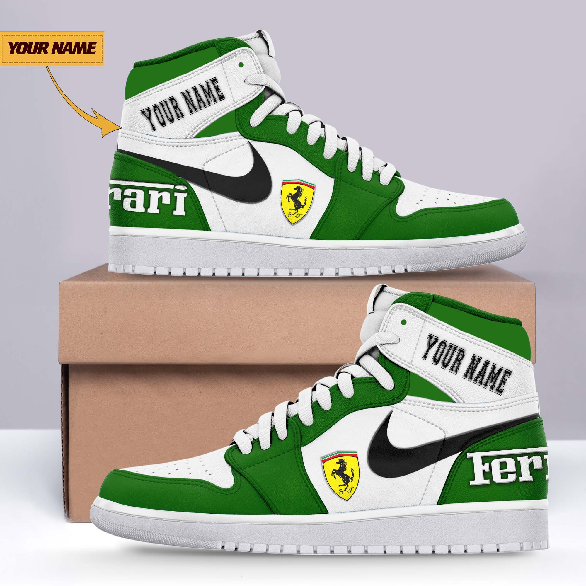 JWFancy Ferrari AJ1 High Sneakers Shoes For Men And Women