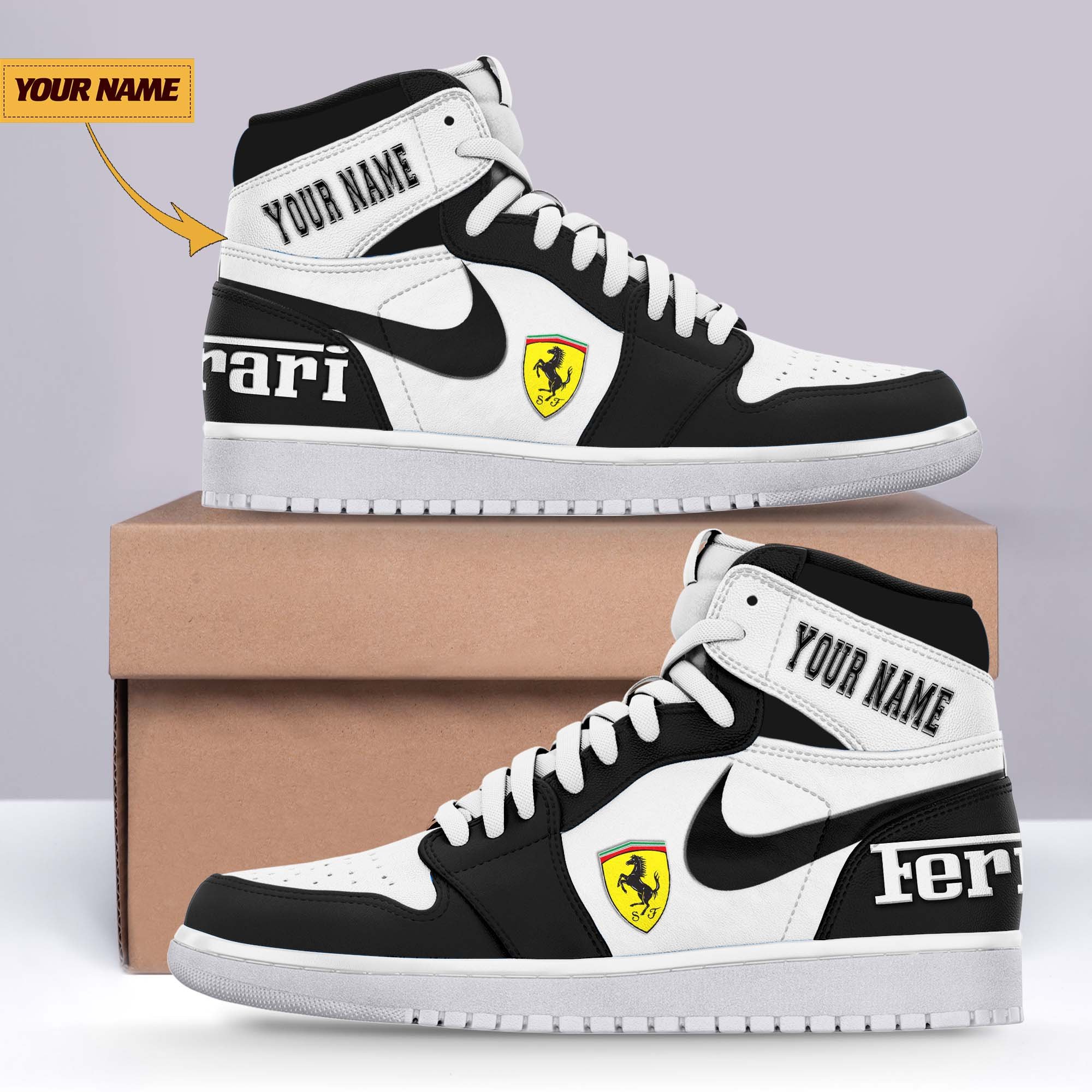 JWFancy Ferrari AJ1 High Sneakers Shoes For Men And Women