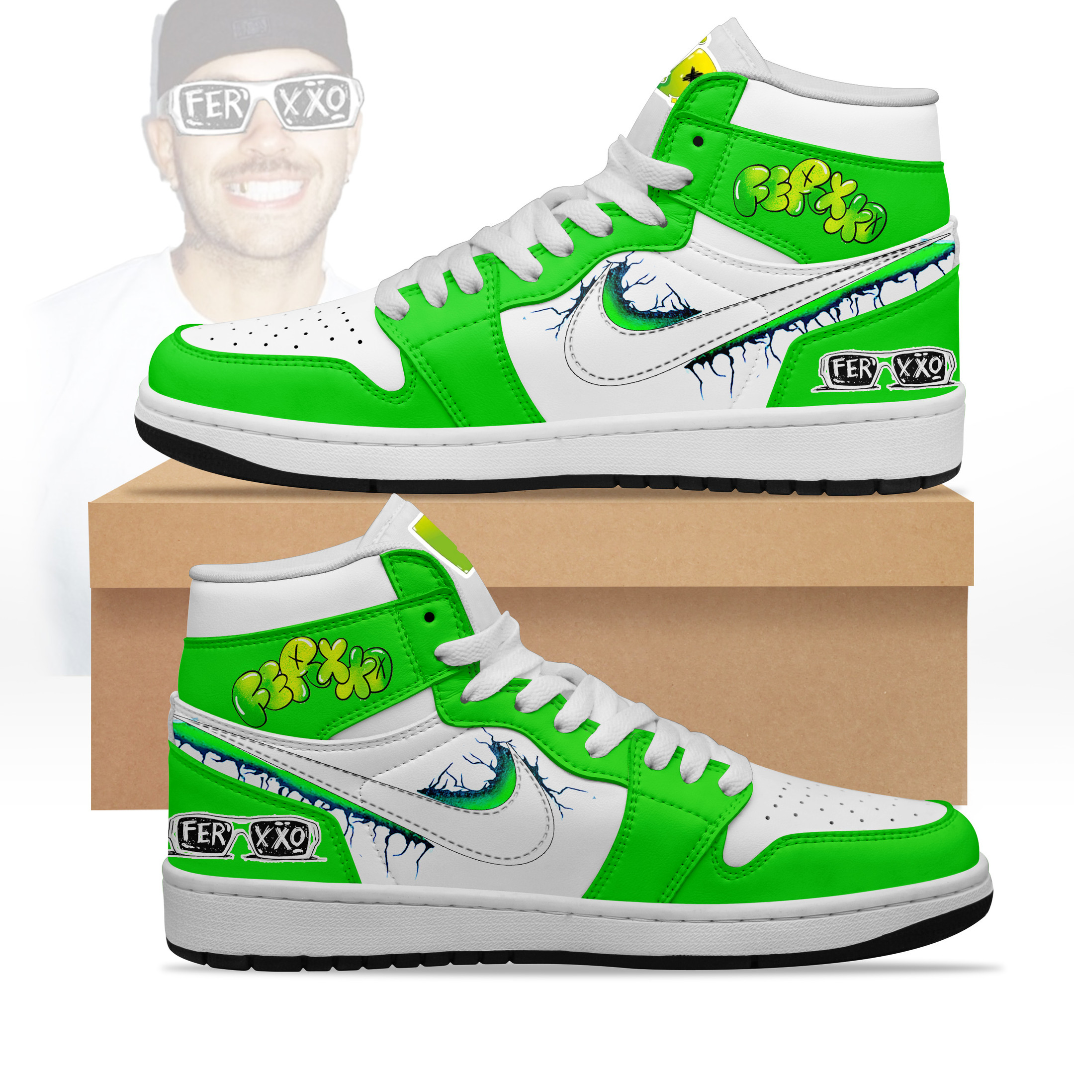 JWFancy Ferxxo Feid AJ1 High Sneakers Shoes For Men And Women
