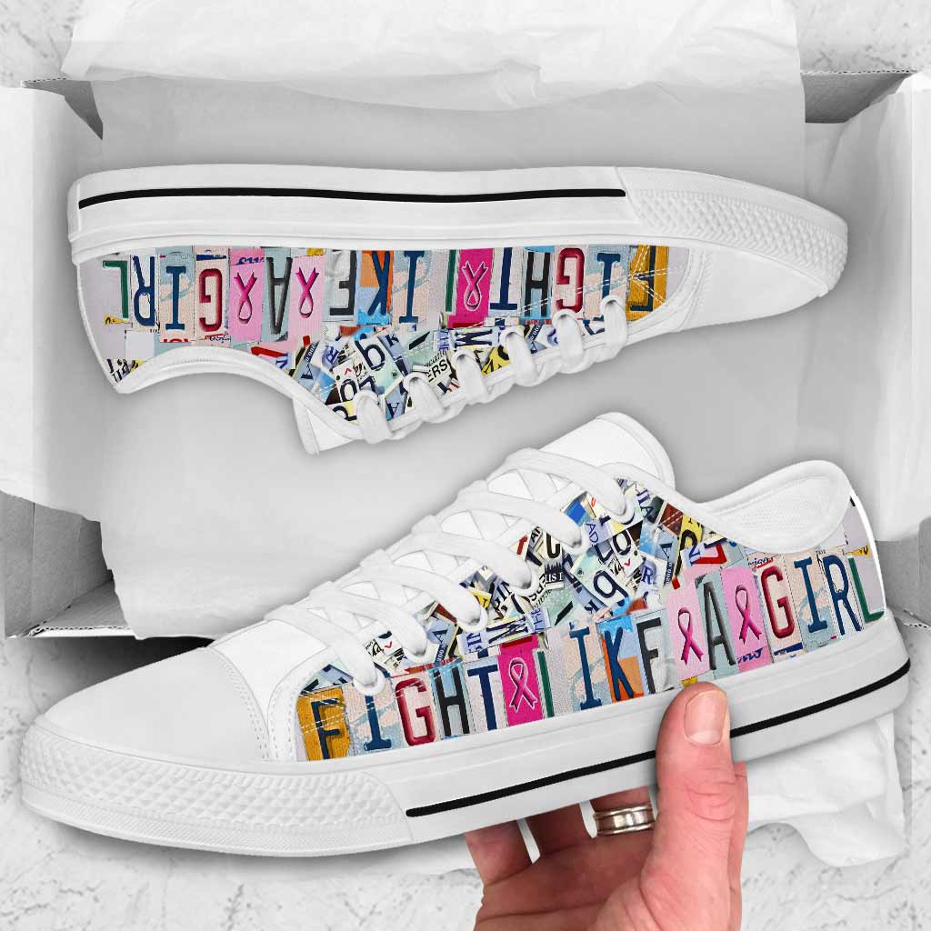 JWFancy Fight Like A Girl Breast Cancer Awareness Low Top Canvas Sneakers Shoes For Men And Women