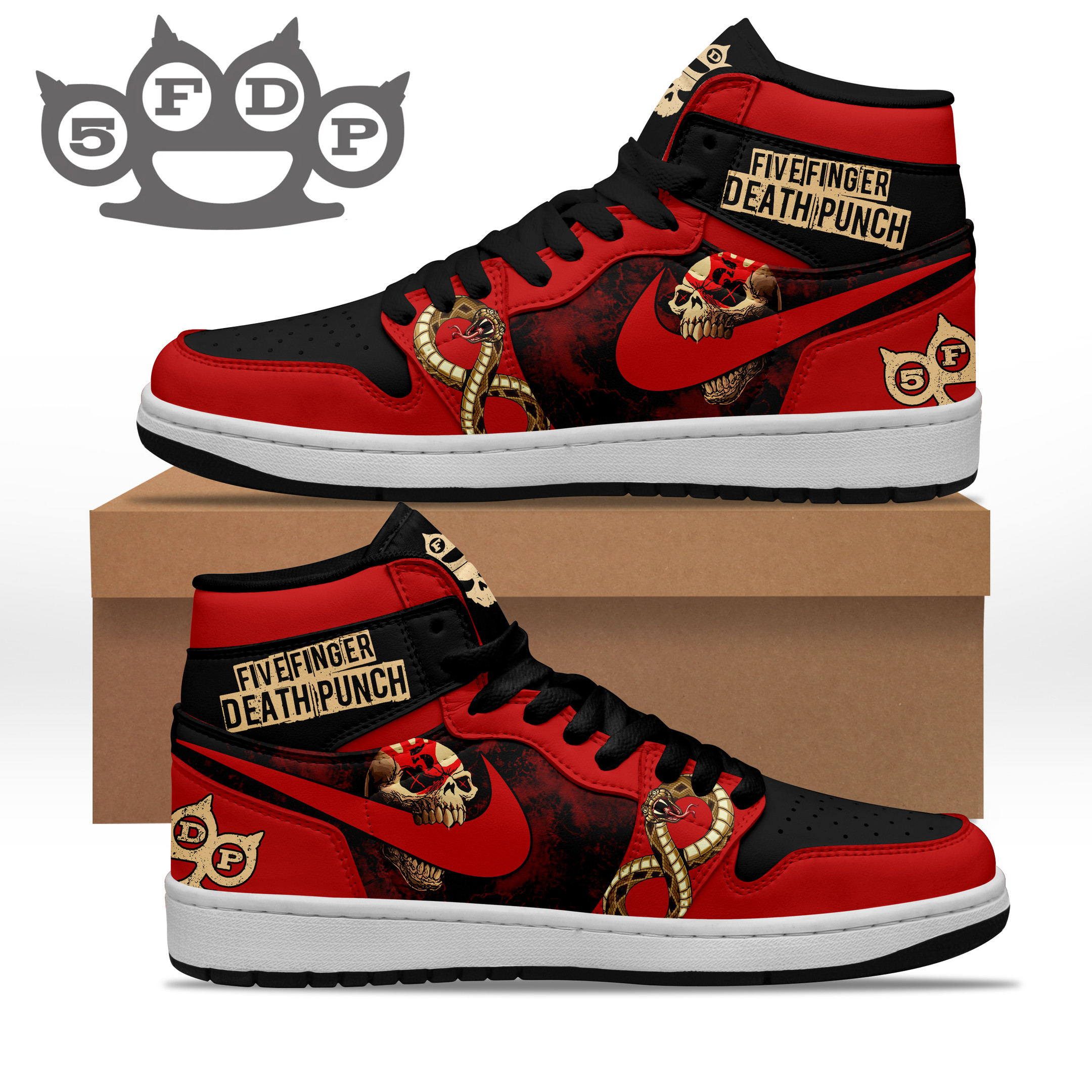 JWFancy Five Finger Death Punch AJ1 High Sneakers Shoes For Men And Women