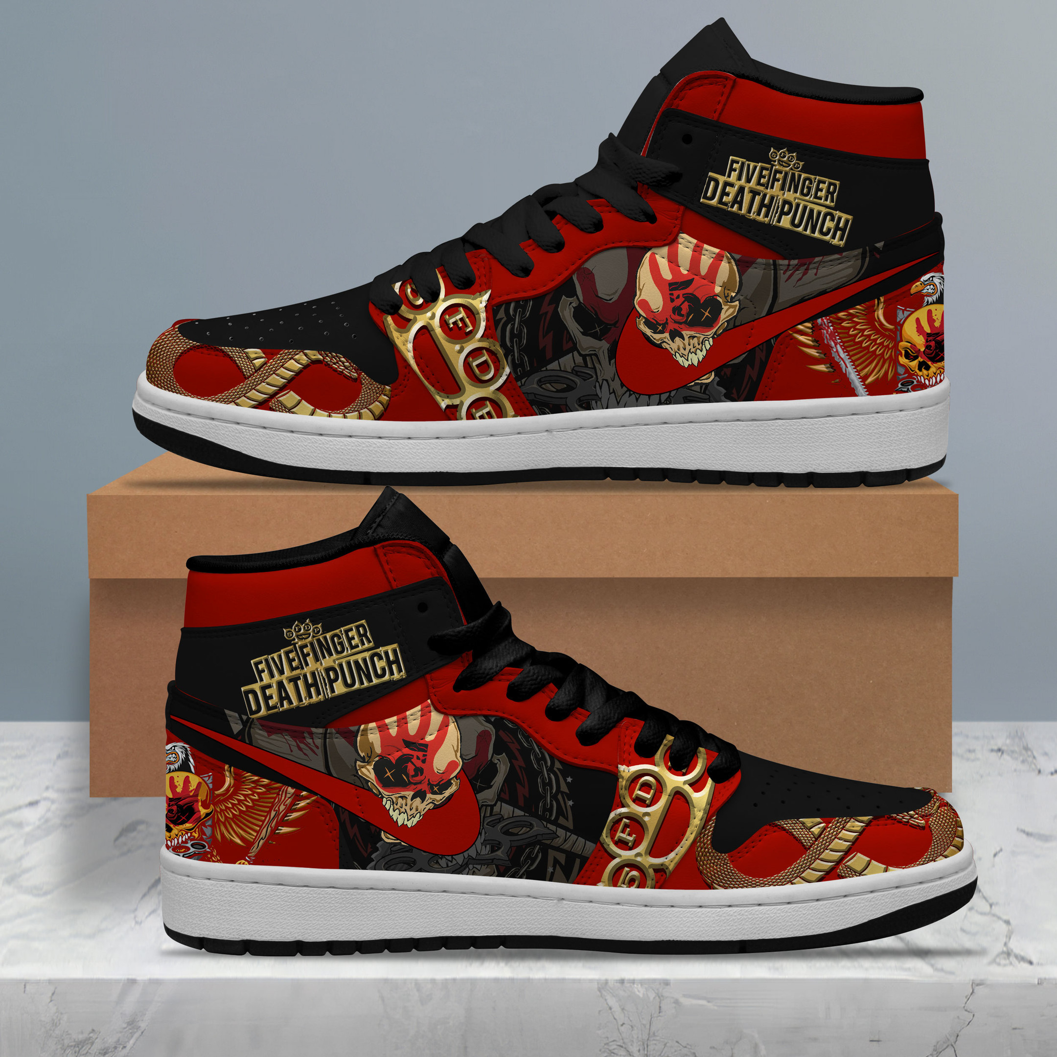 JWFancy Five Finger Death Punch AJ1 High Sneakers Shoes For Men And Women