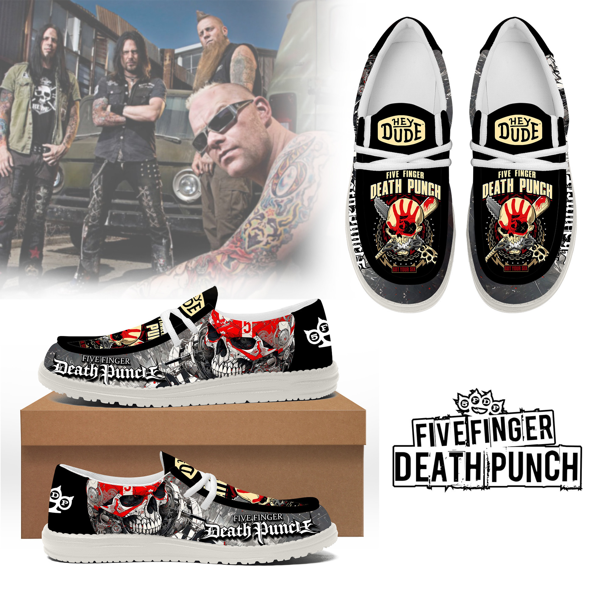 JWFancy Five Finger Death Punch – Custom Name Hey Dude