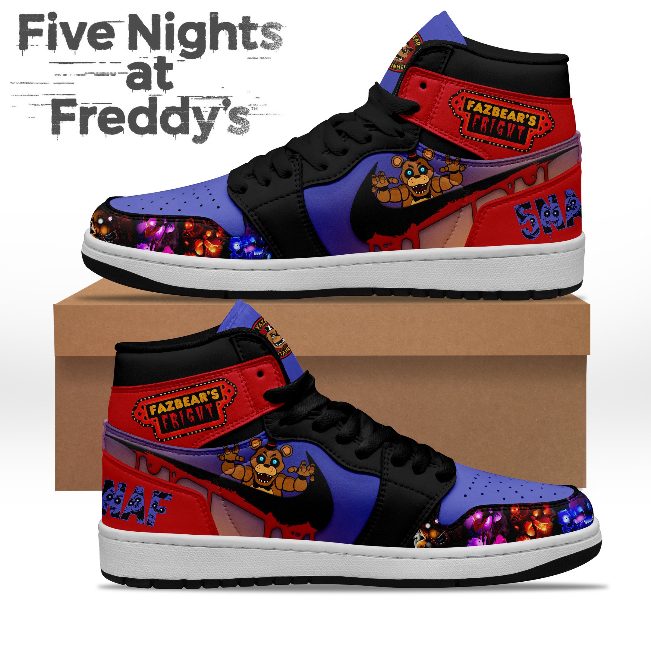 JWFancy Five Night At Freddy's AJ1 High Sneakers Shoes For Men And Women