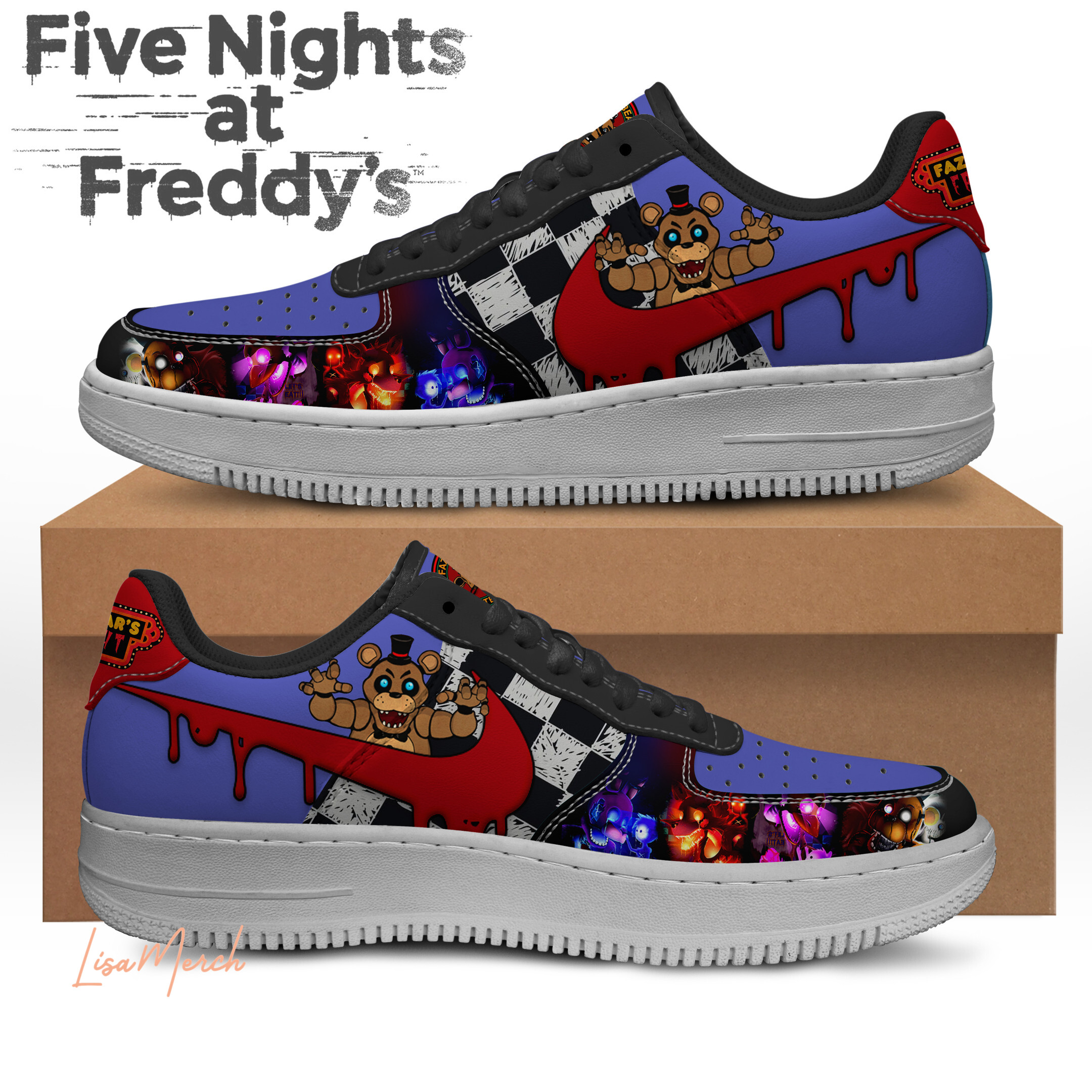 JWFancy Five Nights at Freddy's Air Low-Top Sneakers Shoes For Men And Women