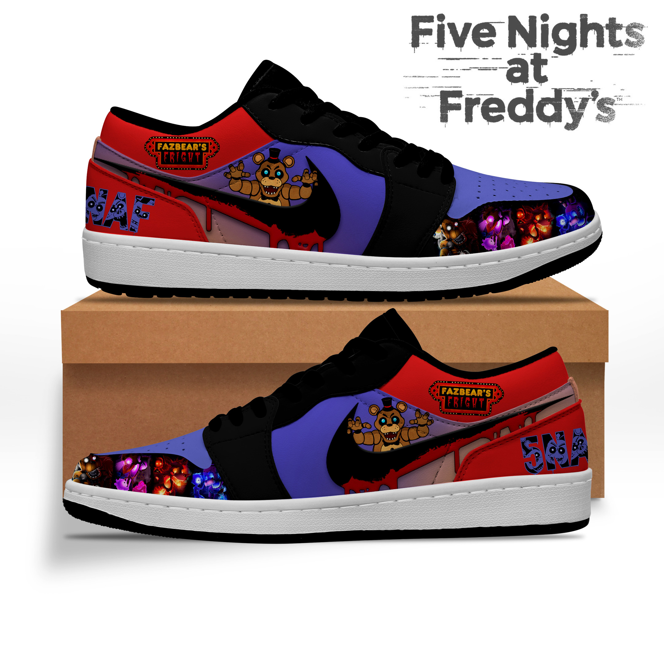 JWFancy Five Nights at Freddy's AJ1 Low Sneakers Shoes For Men And Women