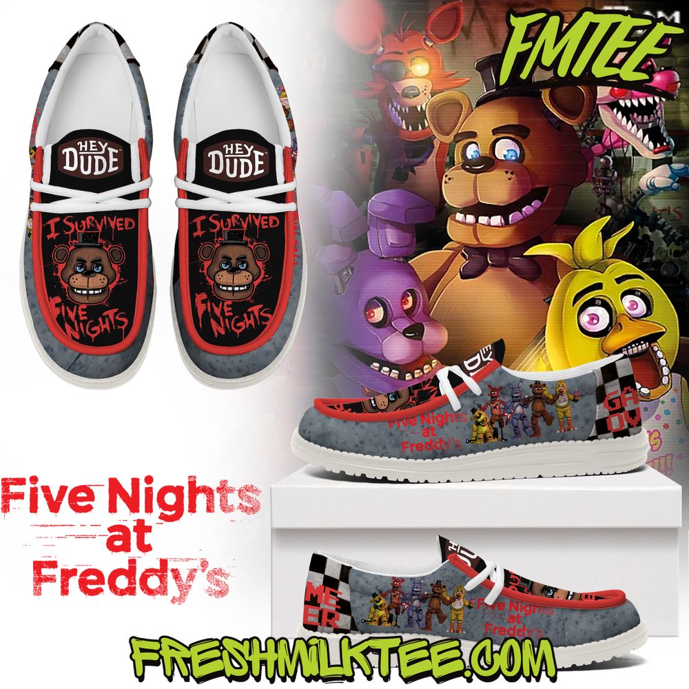 JWFancy Five Nights at Freddy's Hey Dude Shoes Wally Men's Lace Up Loafers Comfortable For Men And Women